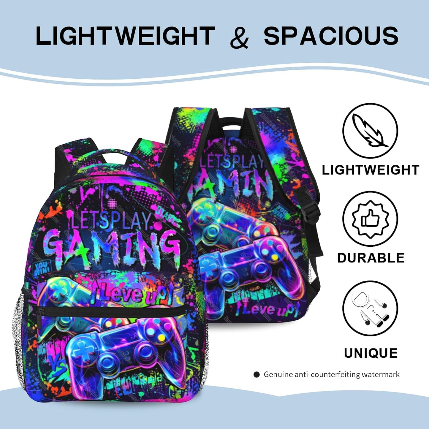 Backpack for Kids Game School Backpack For Boys Kids Backpacks Travel Bookbag for Age 6-18 Kid's Children Teens Elementary Middle School Back Pack