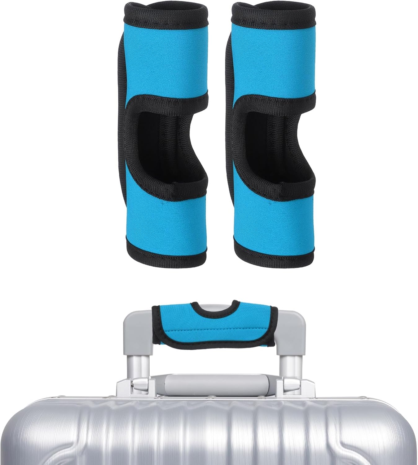 uxcell Luggage Handle Wrap, 2 Pcs Hollow Neoprene Handbag Grip Cover Protector Luggage Identifiers Suitcase Handle Wraps for Luggage Suitcase Travel Bags, Light Blue