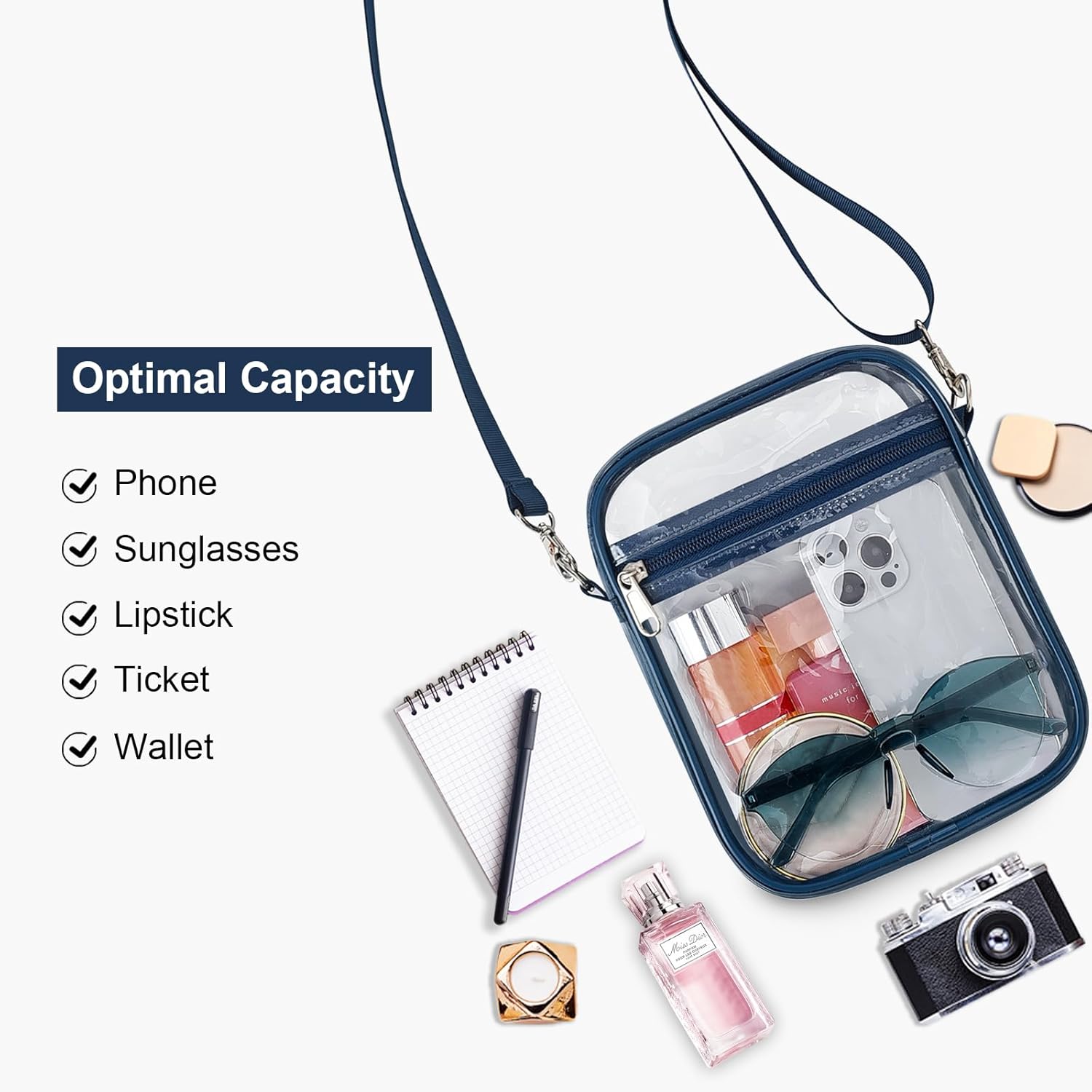 USPECLARE Clear Purse Stadium Transparent Messenger Bag Stadium Approved for Men and Women Clear