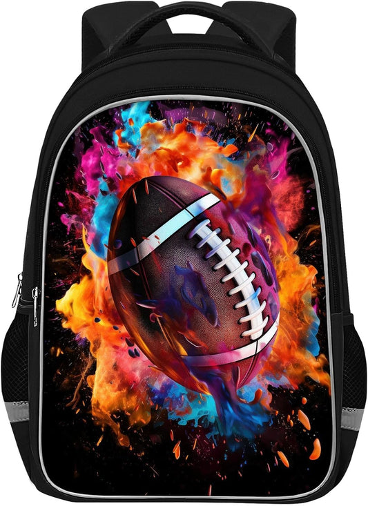 School Backpack for Boys - American Football Boys Backpack for Kids Children Teens Elementary Middle School - Students Bag for Ages 6-18,17″Bookbag Multifunctional Large Capacity