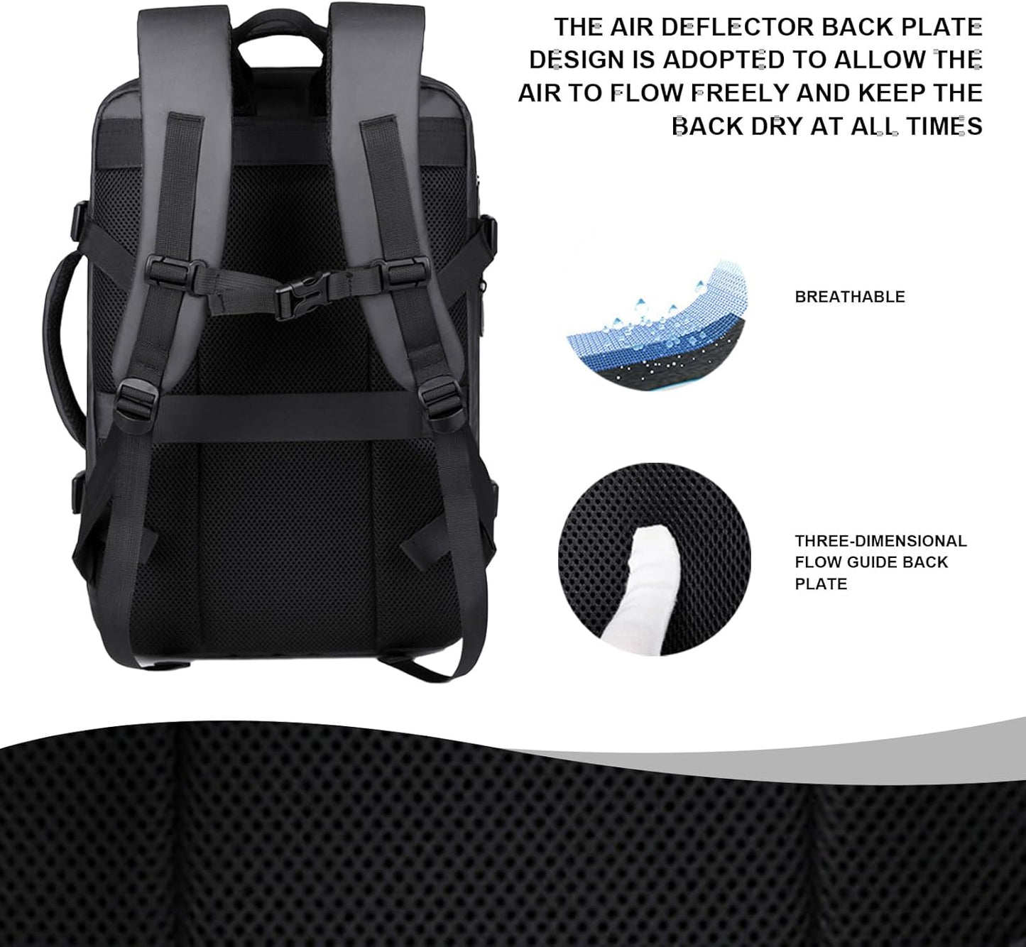 Travel Laptop Backpack 36-55L Expandable 15.6inch Laptop Backpack Usb Charging Port Lightweight (Grey)