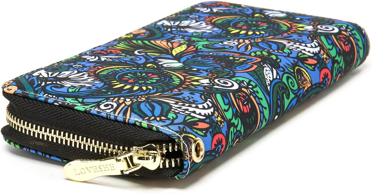 Women Wallet Card RFID For Womens Holder Blocking Credit Small Zipper Purse Pocket Bifold Slim Coin ID Ladies Wristlet Clutch Large Capacity Window Case Travel Zip Women's