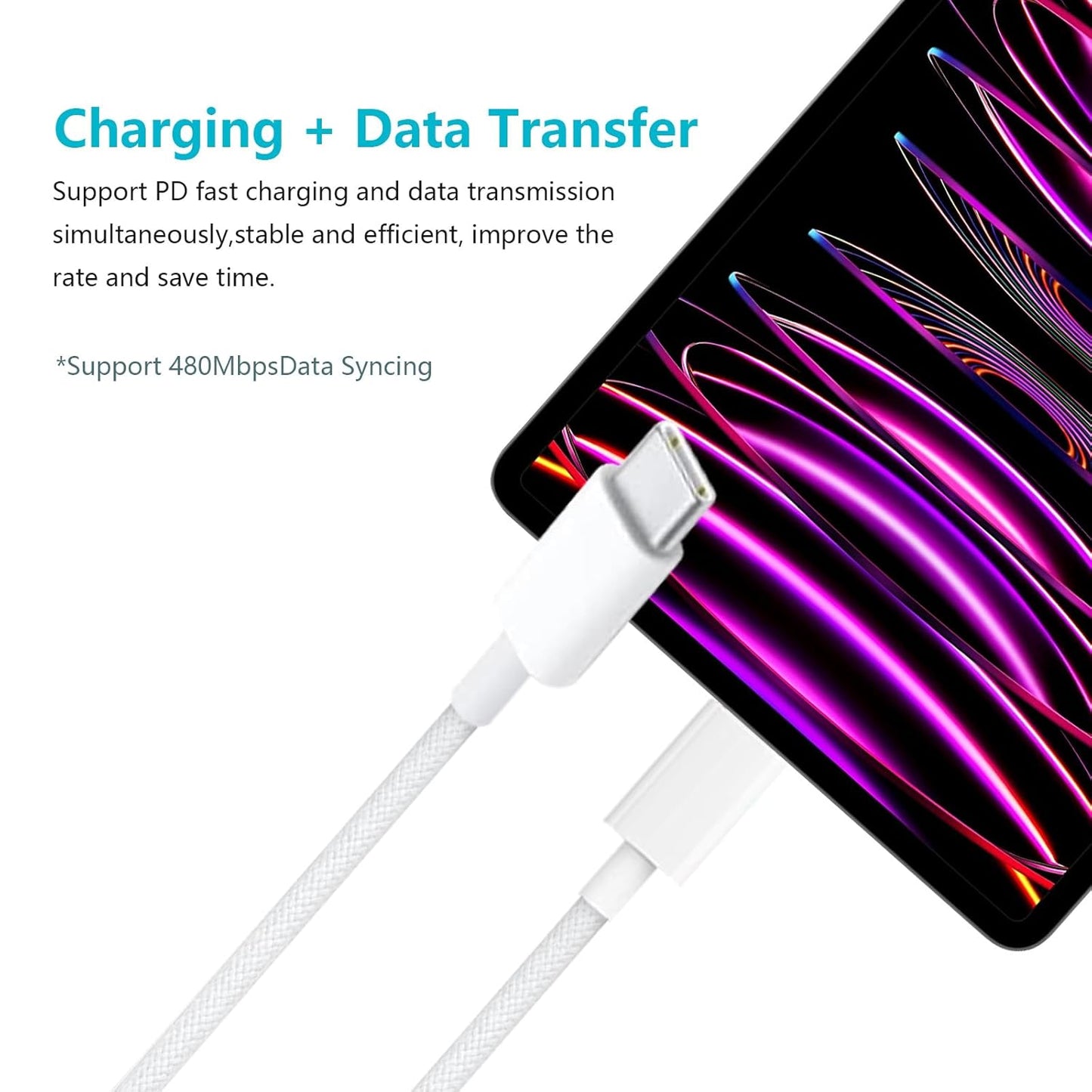 Compatible Car Carplay Cable for Apple 60W USB-C Woven Charger Charging Cord for iPhone 16 15 iPhone 15 Pro Max 15 Plus,AirPods 4, AirPods Pro 2nd,iPad 10th iPad Pro iPad Air USB A to USB C Cable Wire