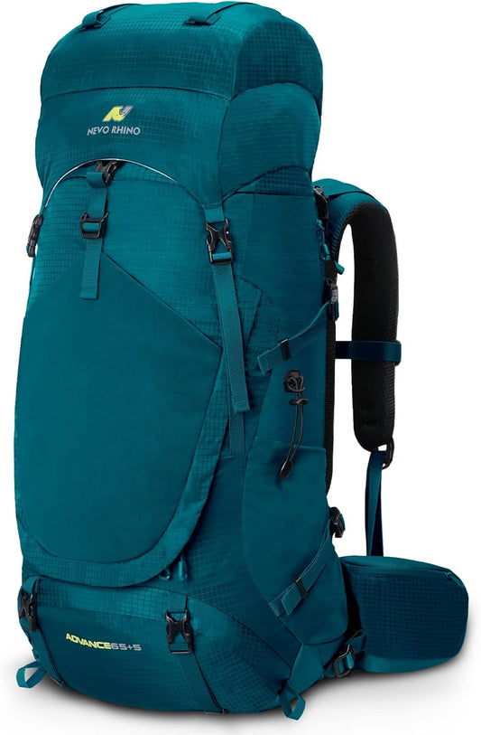N NEVO RHINO Internal Frame Hiking Backpack 50/60/65/70/80L, Mountain Climbing Camping Backpack Daypack Waterproof Rain Cover