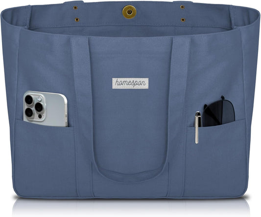 HOMESPON Large Canvas Tote Bag for Women Everything Bag with Pockets and Laptop Sleeve
