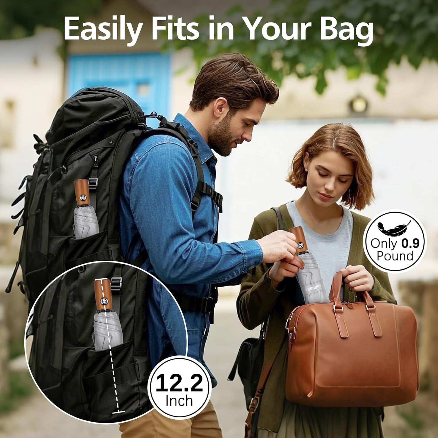 Yoobure Travel Umbrella Portable Compact Umbrellas, Pocket Mini for Purse, Umbrellas for UV Sun & Rain Small for Backpack, Umbrella with Case Folding for Kids Women