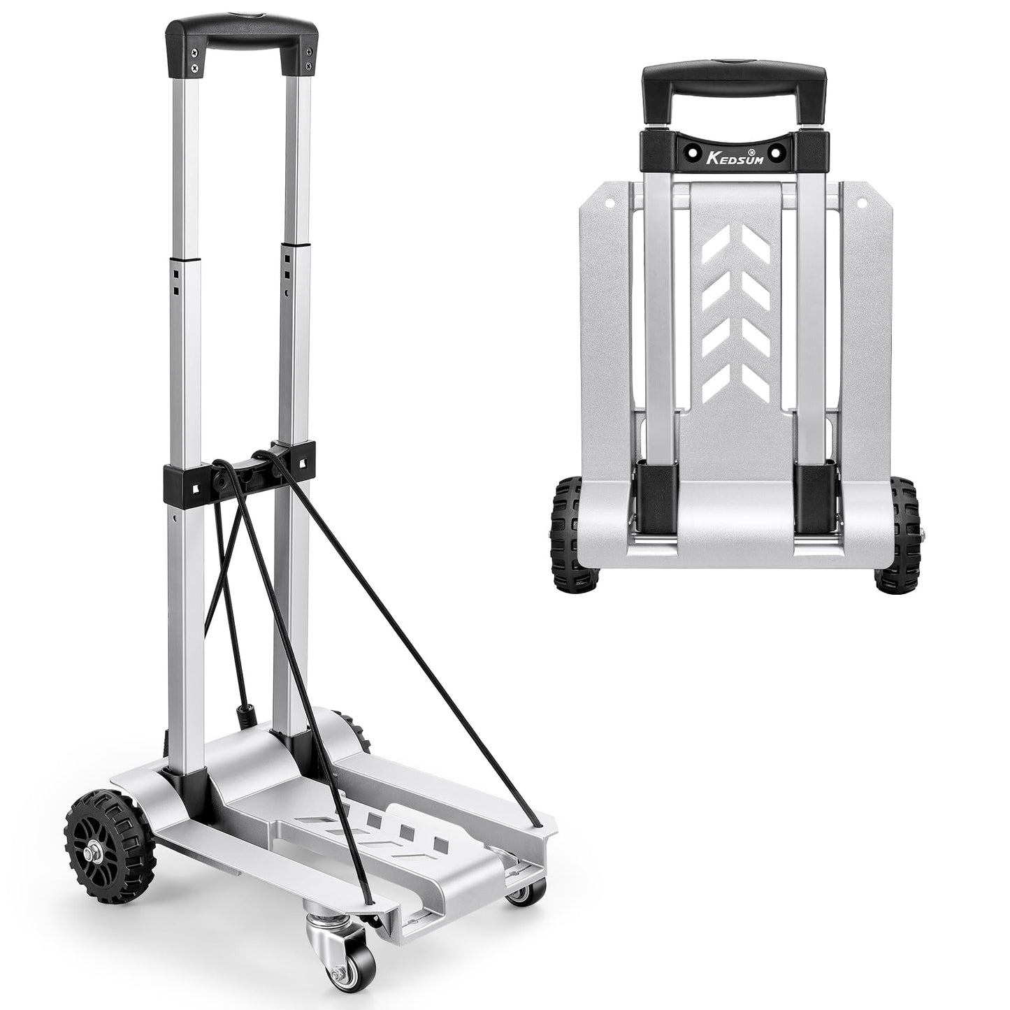 KEDSUM 270LBS Utility Luggage Cart with 4 Wheels, 100% Aluminum Hand Truck Dolly, Folding Hand