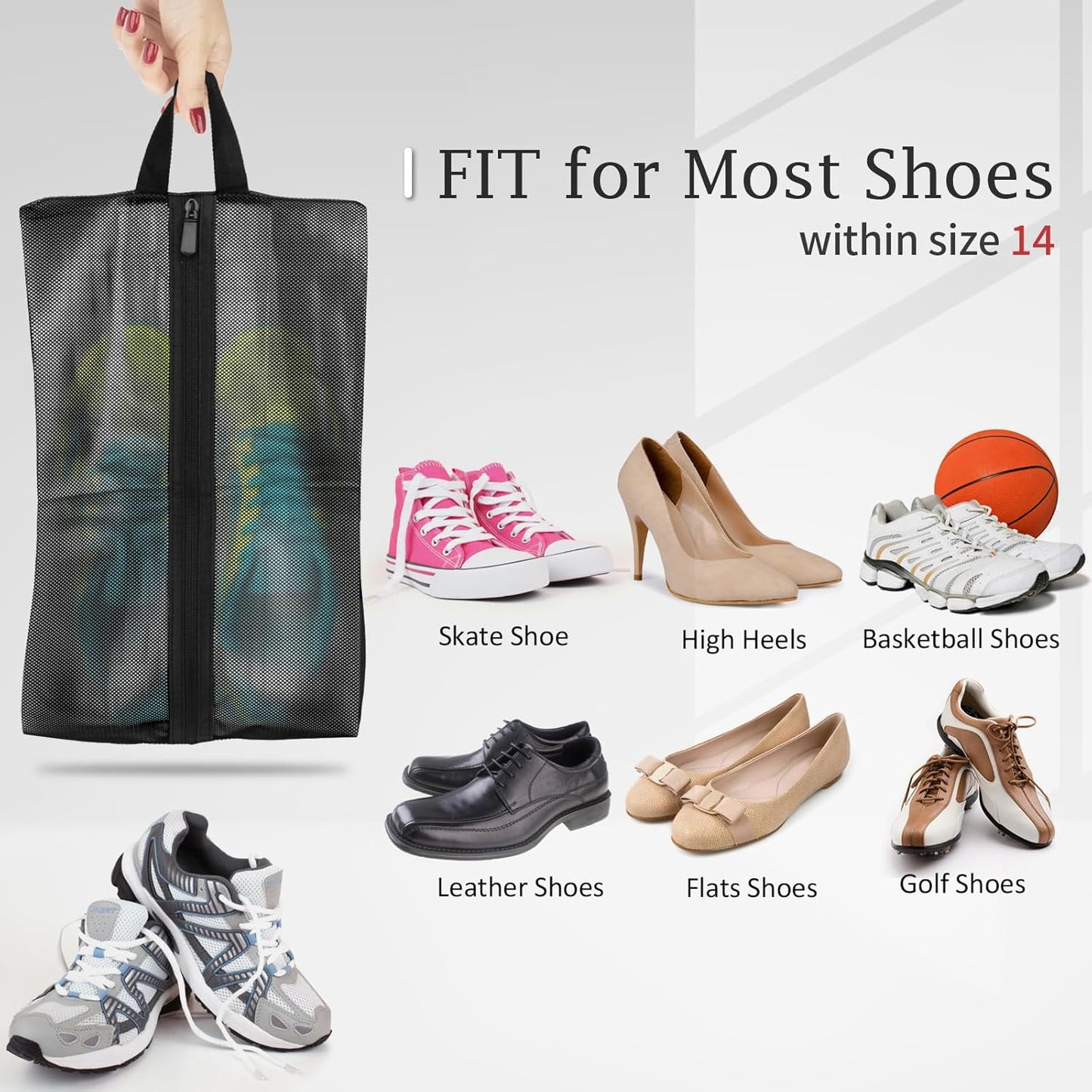 Shoe Bags for Travel, Set of 4 Pack Shoe Travel Bags for Packing, Large Waterproof Portable Travel Shoe Bag with Zipper Travel Gym Soccer Sneaker Golf Dance Essentials for Women and Men