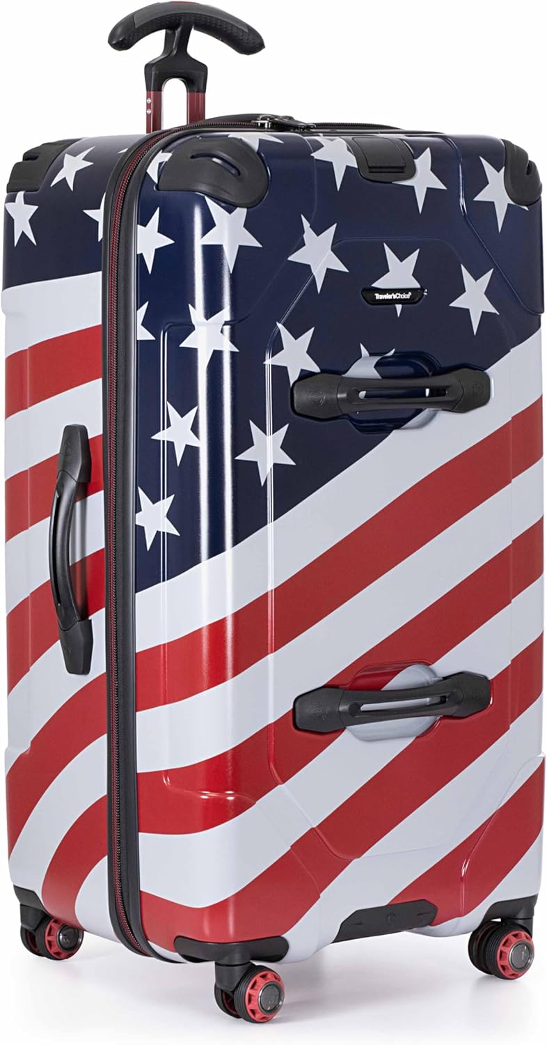 Traveler's Choice Maxporter II Hardside Polycarbonate Spinner Wheels, American Flag, 30" Trunk Luggage