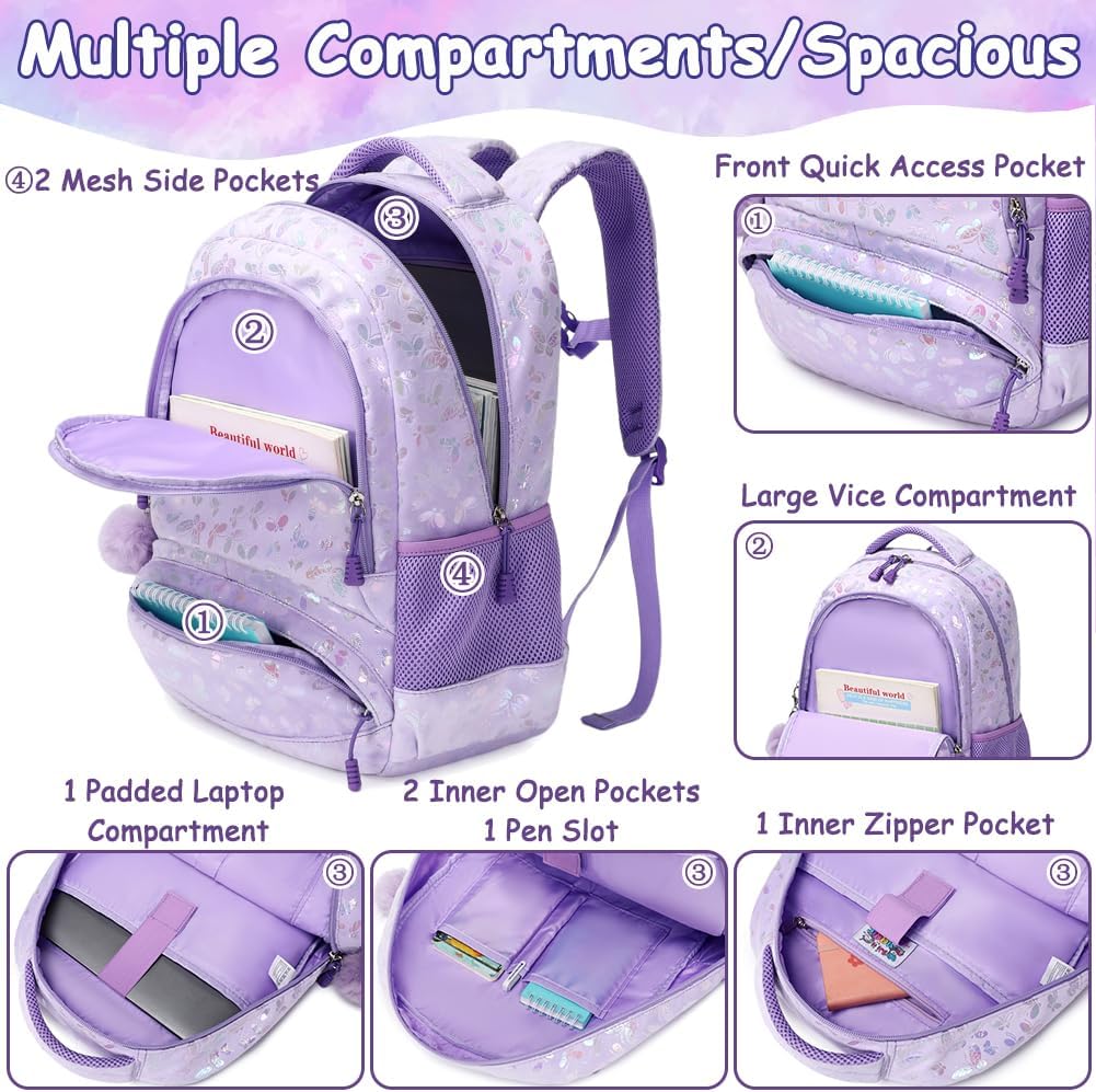 Meisohua Girls Backpack Elementary School Bags for Girls Bookbags for Kids Preschool Kindergarten Primary Kids Backpacks with Chest Strap