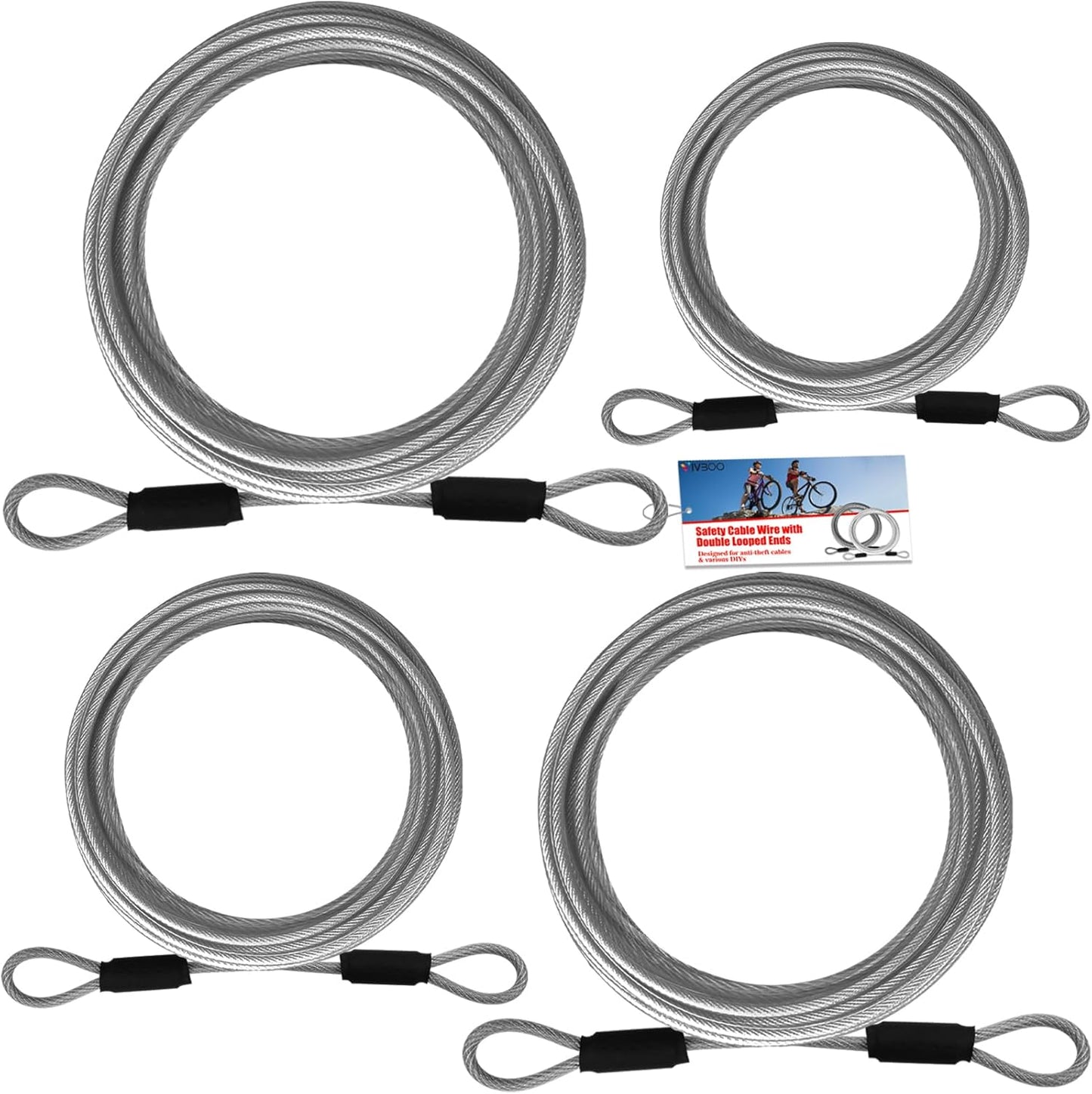 4FT/6FT/10FT/15FT Cable Locks with Combination 1/8 inch Security Cable with Loops for Fence Luggage Gym Locker Cabinet
