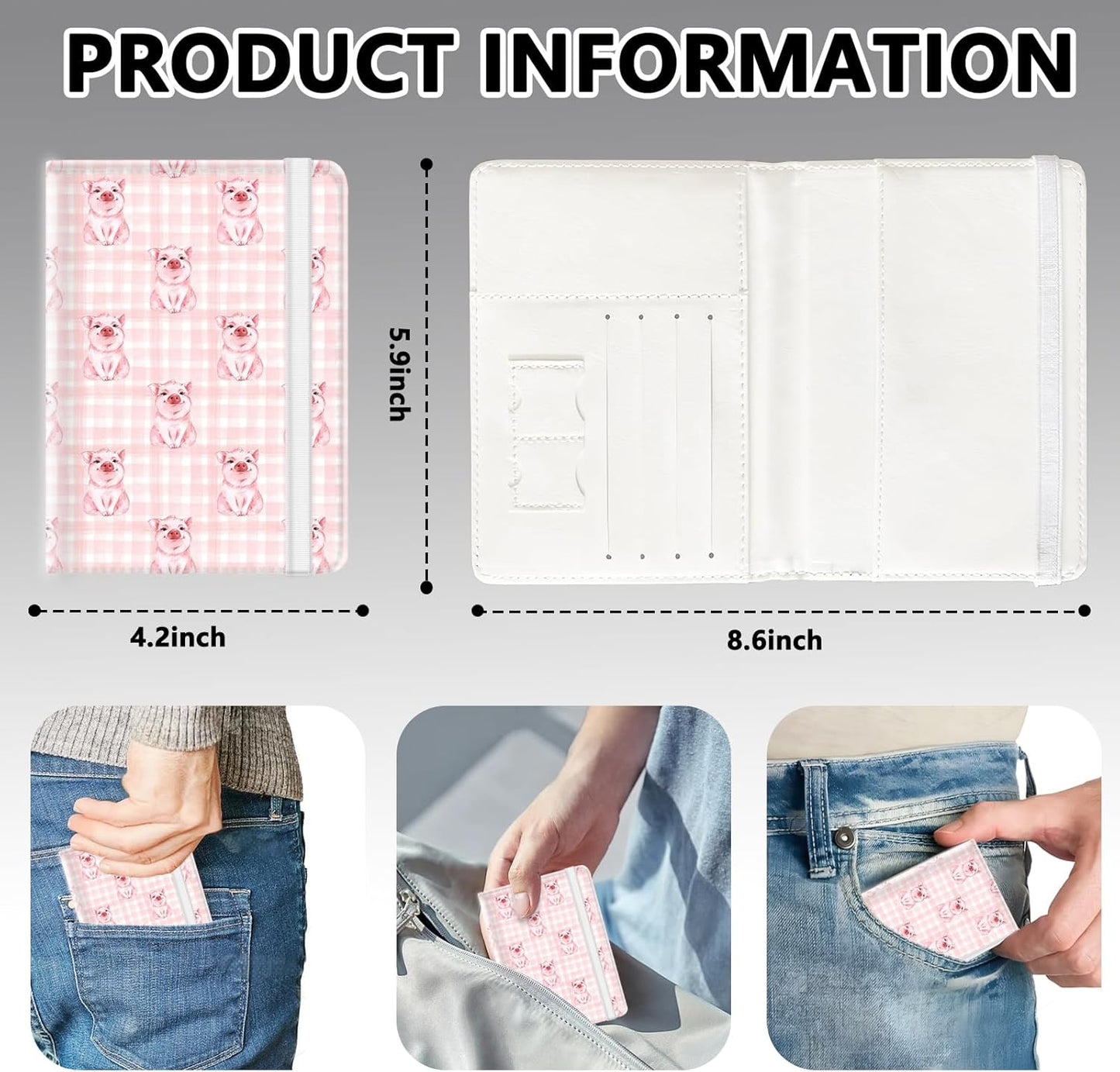 Passport Holder for Travel, Cute Passport Cover for Women Men, Waterproof PU Leather Rfid Blocking Passport Wallet with Credit Card Case for Travel Family, Boys Girls Travel Essentials