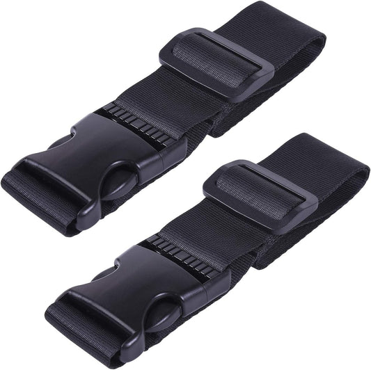 Wisdompro 2 Pcs Add a Bag Luggage Strap, Heavy Duty Adjustable Suitcase Belt Travel Attachment Travel Accessories for Connecting Your Luggage Together - Black