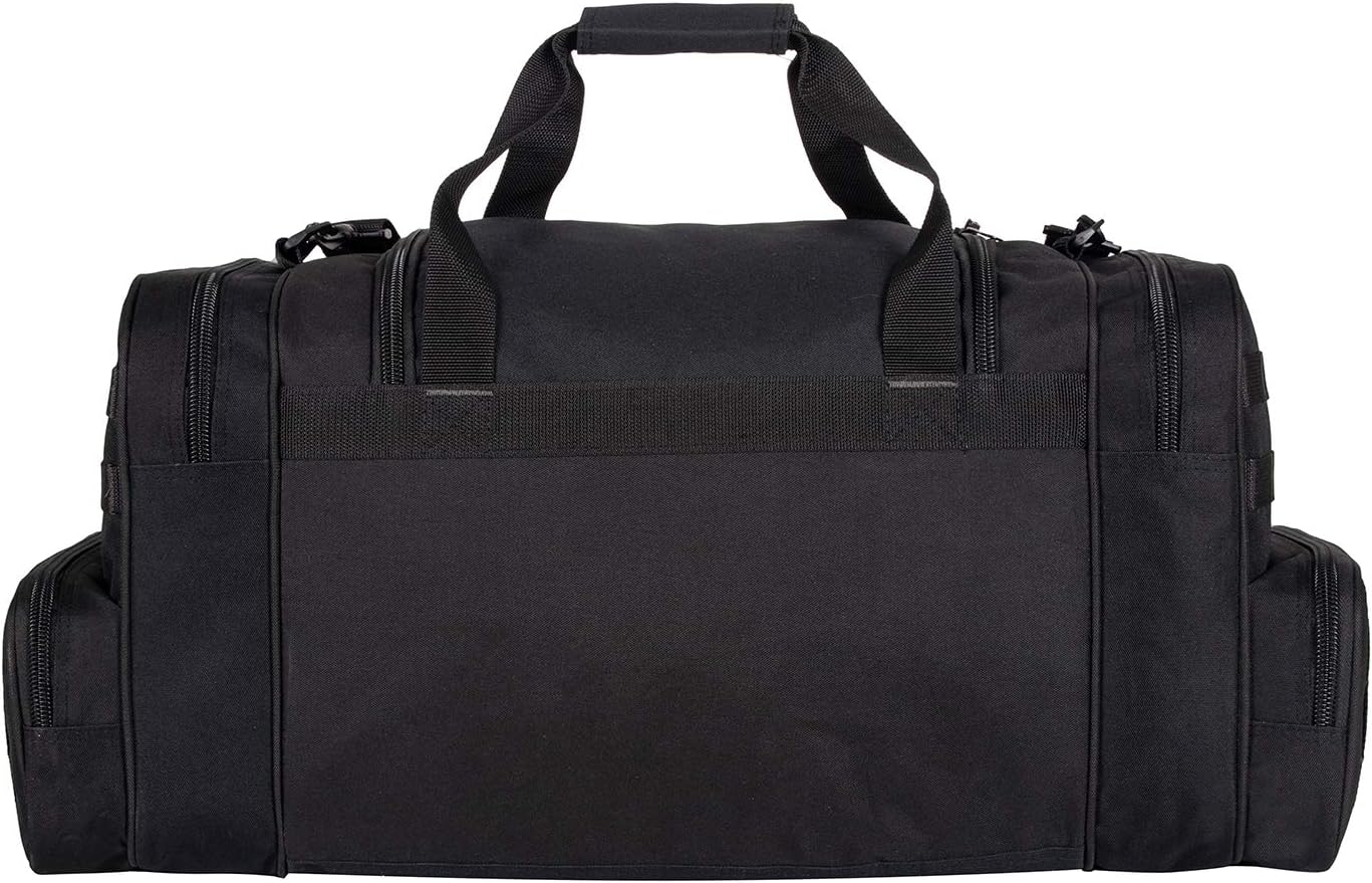 K-Cliffs Heavy Duty Tactical Range Duffel Quality Gear Travel Sports Gym Equipment Bag Military Molle Lockable Zippers with US Flag Patch 27 Inch Black