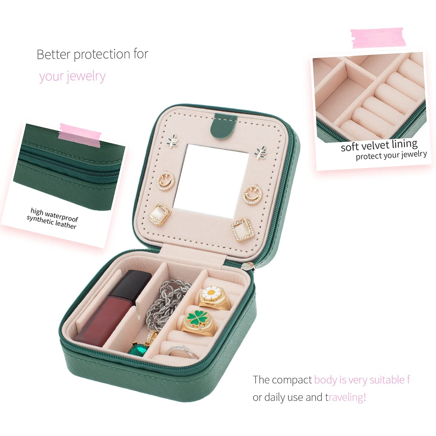 KElofoN Travel jewelry case Travel jewelry box Travel Jewelry Organizer Small box Gift for Girls