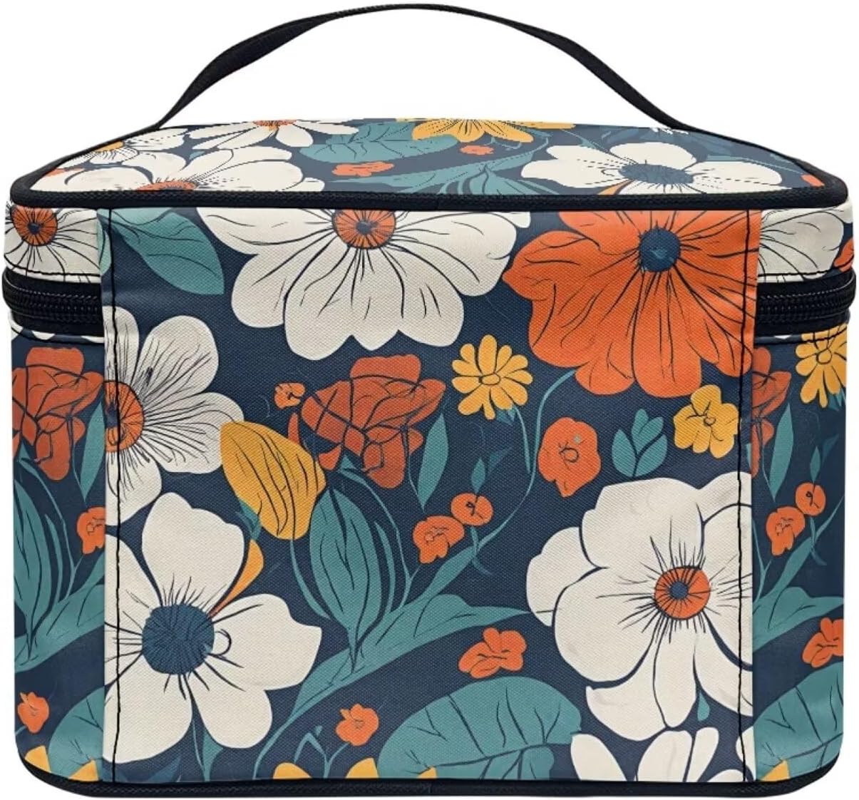 JoyLamoria Floral Blossoms Bag Portable Cosmetic Bag Cute Handbag Wallet Coin Purse with Handle