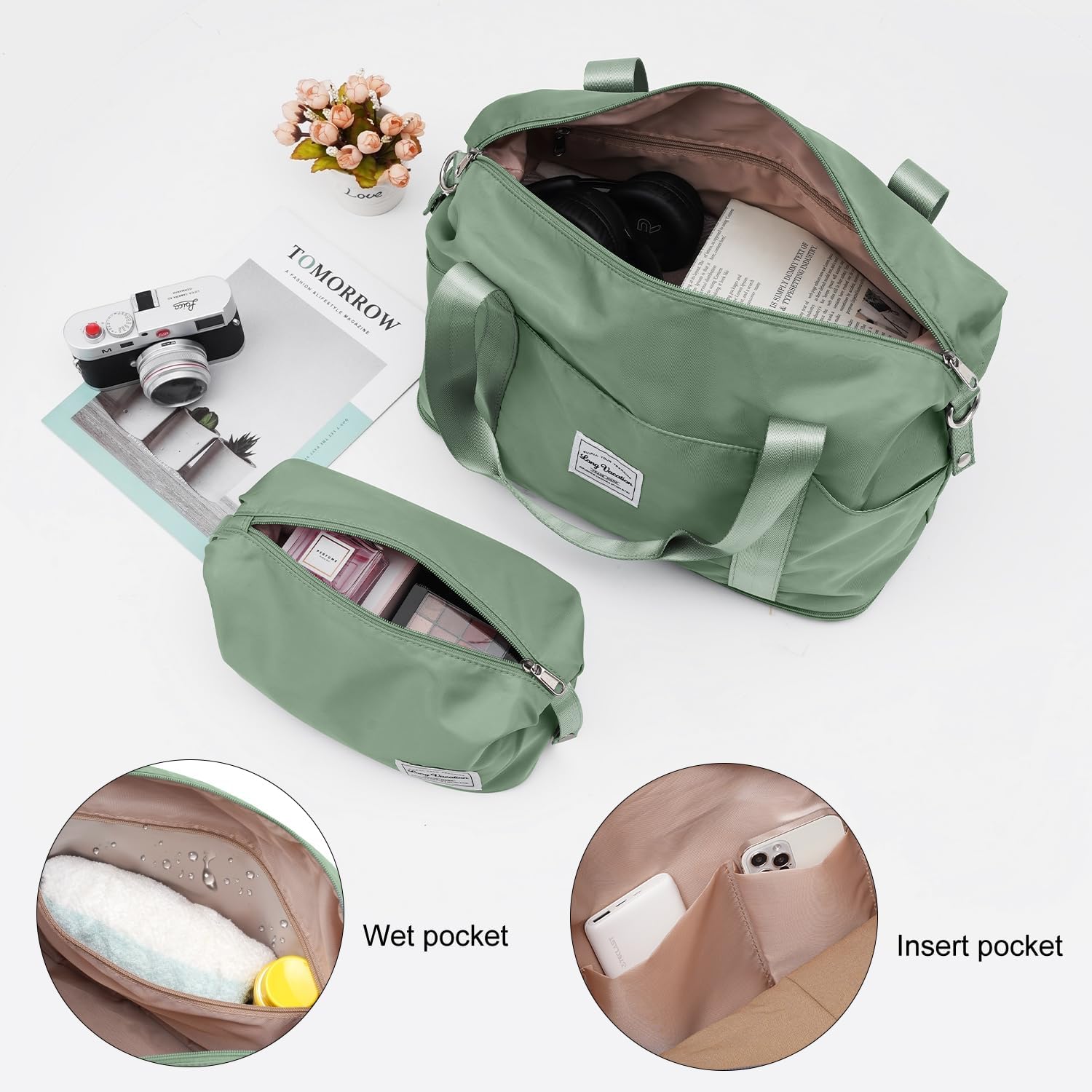 LONG VACATION 3 Piece Carry On Luggage 20 Inch Suitcase with Spinner Wheels, ABS+PC Hardshell