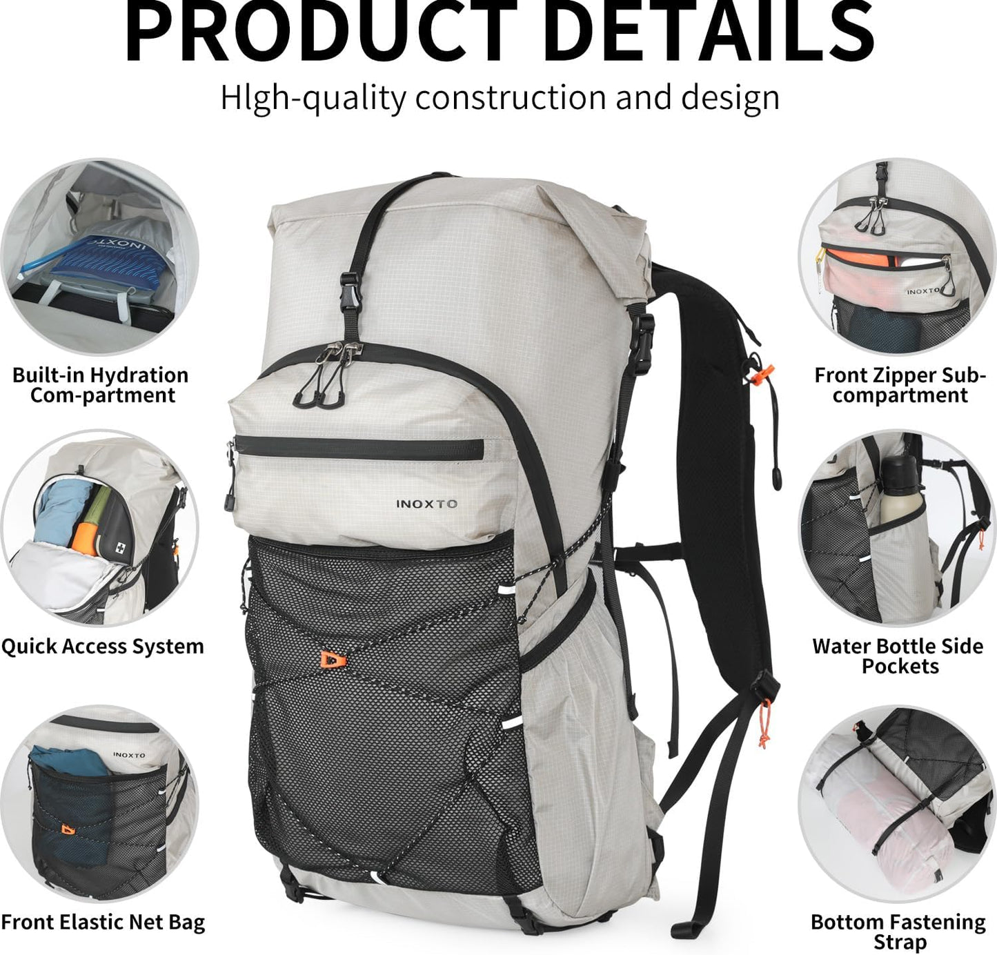 Hiking Backpack for Men and Women, 30L Waterproof Camping Backpack with 3L Water Bladder and Rain
