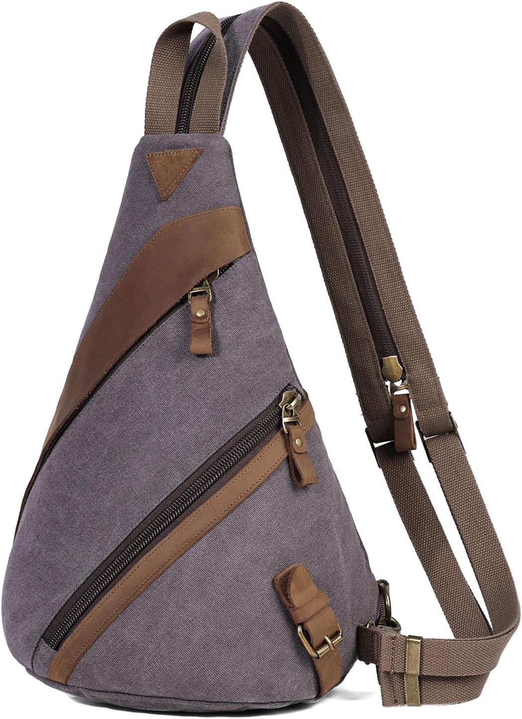 KL928 Canvas Sling Bag for Men Women, Genuine Leather Design Shoulder Crossbody Bags Backpacks