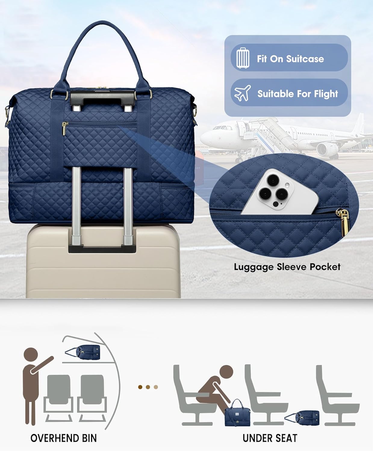 Weekender Bags for Women Duffle Bag - Travel Duffel Bag with Shoe Compartmen Carry on Overnight Bag