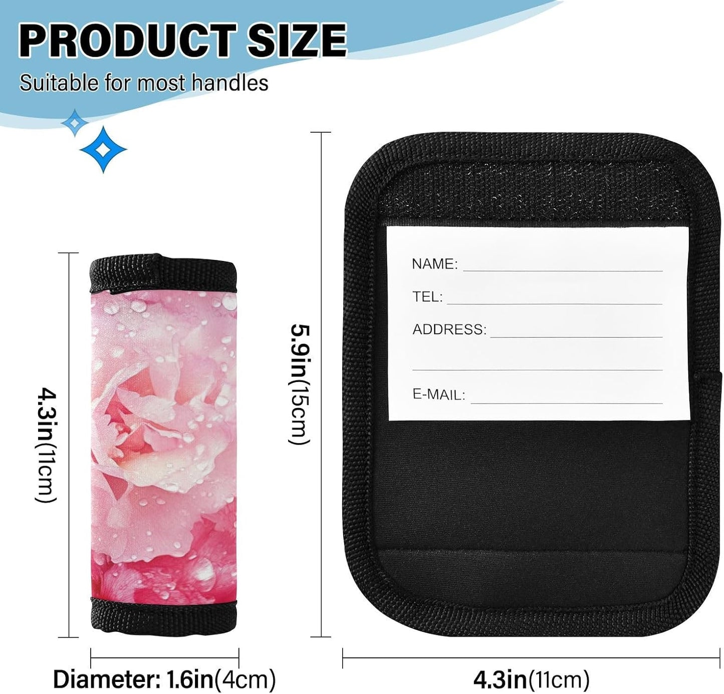 White Carnation 4 Pack Luggage Handle Wraps Covers for Suitcase Identifiers Bag Tags Travel