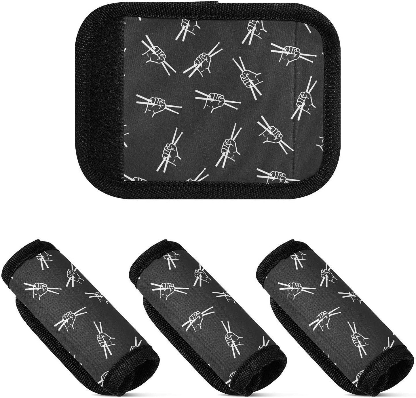 Drumsticks Drummer Black 2 Pack Luggage Handle Wrap for Suitcase Luggage Identifier Travel Tags Handle Protection Sleeve Cover
