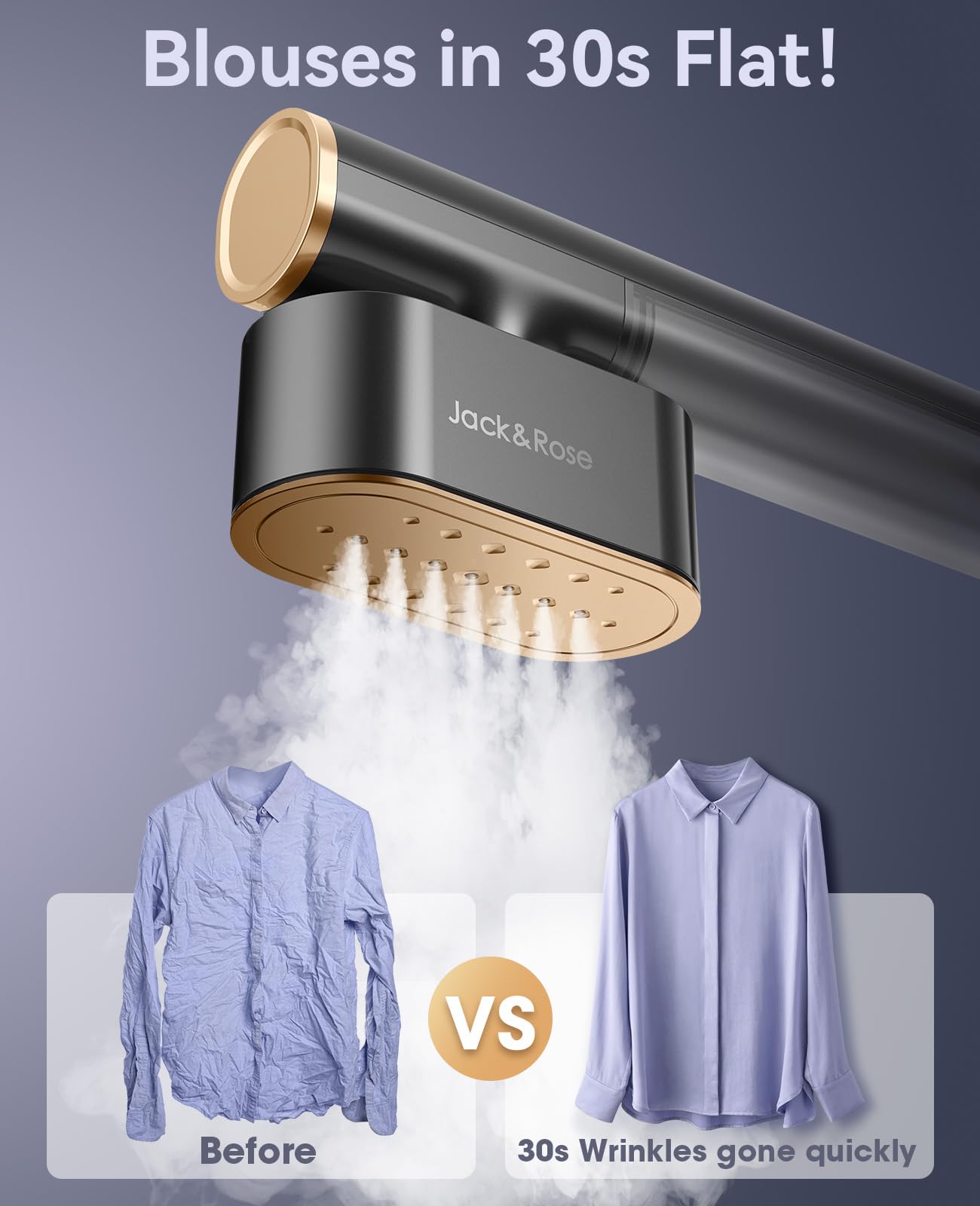 Jack ＆ Rose Travel Steamer for Clothes,100-220V Portable Iron,15s Heat Up,Steamer ＆ Iron 2 In 1