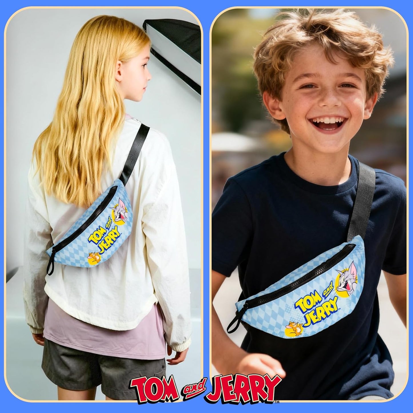Tom & Jerry Running Belt Bag, Fashion Waist Pack Kids Fanny Pack Gift for Boys Girls, Travel, Daily Use, Christmas Birthday Gift