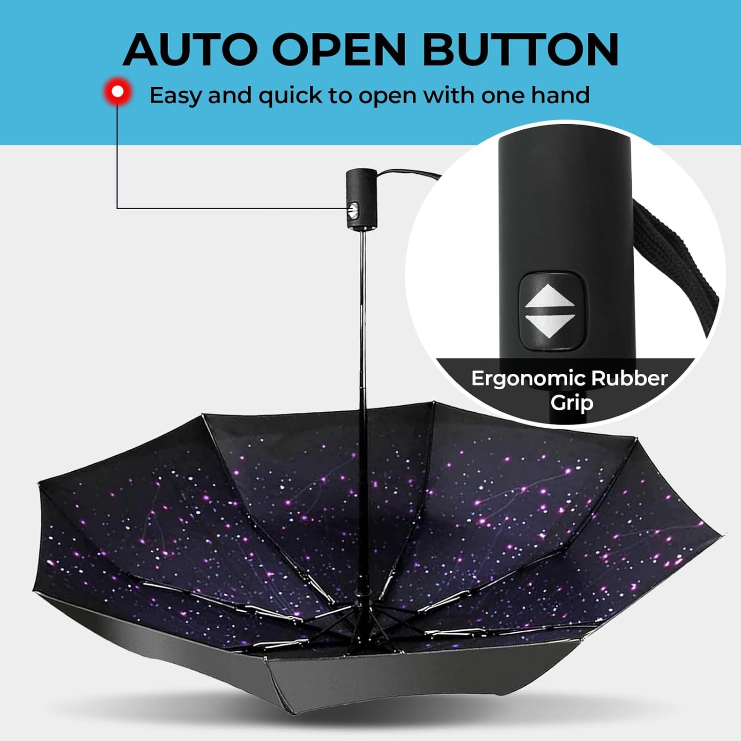 LLanxiry Compact Travel Umbrella, Mini Windproof Umbrellas for Rain & Sun, Small Lightweight Outdoor UV Umbrella, Portable Folding Umbrellas for Travel