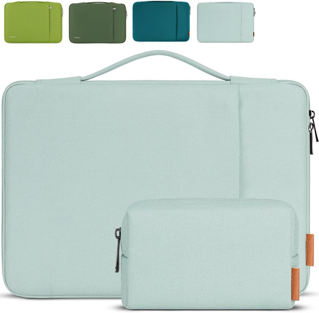 DOMISO Laptop Case Laptop Sleeve Cover Compatible with 15 inch MacBook Air M4/A3241 2025, M3/A3114,M2/A2941,15 inch MacBook Pro A1990 A1707,Compatible with Dell XPS 15 Plus with Small Case,Mint Green