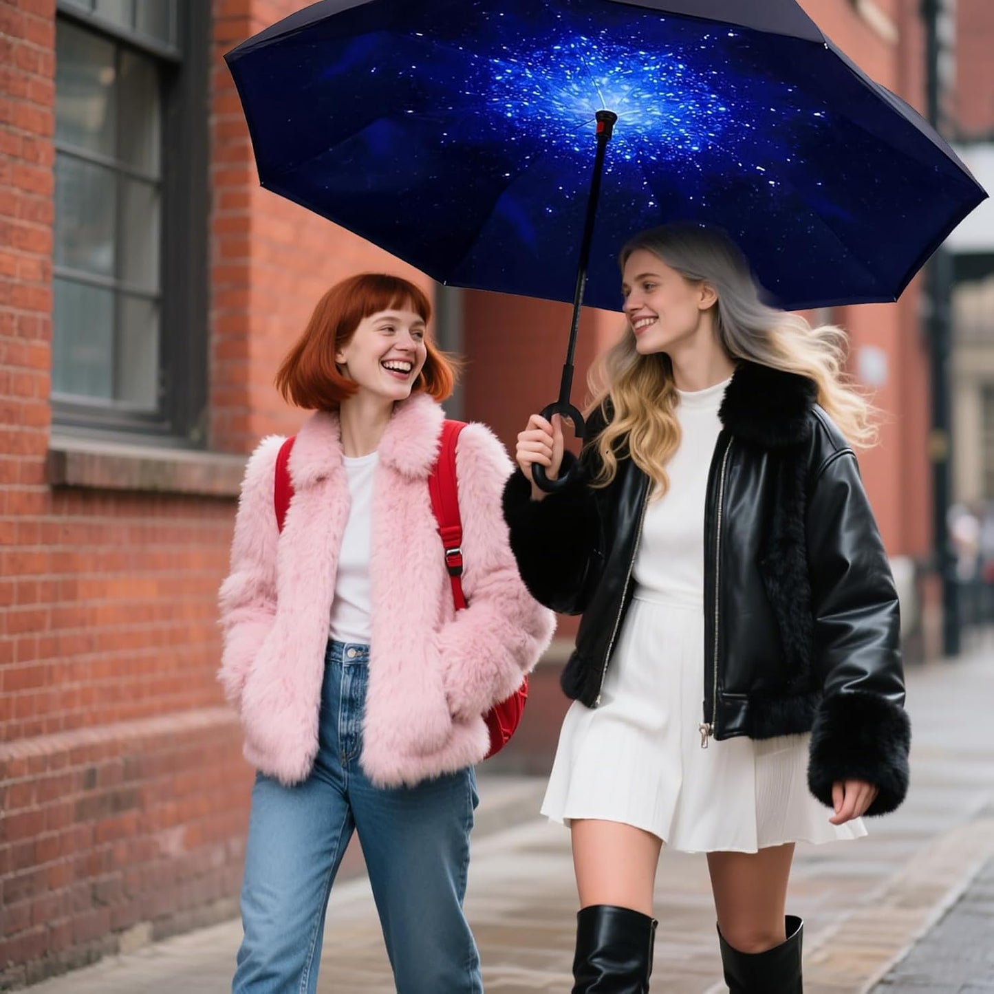 SIEPASA 49/56 Inch Inverted Reverse Upside Down Umbrella, Extra Large Double Canopy Vented