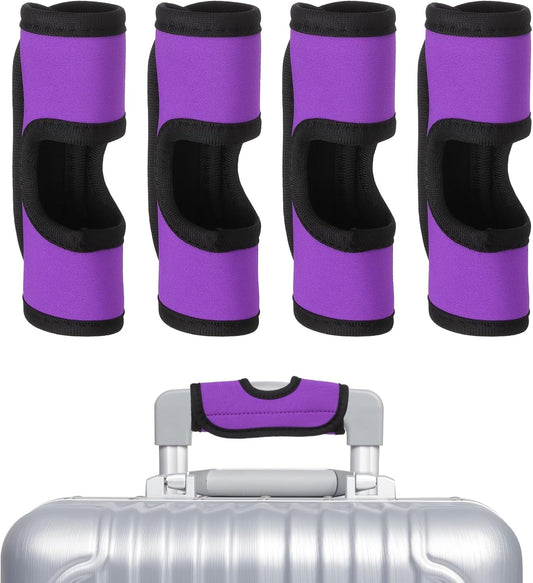 uxcell Luggage Handle Wrap, 4 Pcs Hollow Neoprene Handbag Grip Cover Protector Luggage Identifiers Suitcase Handle Wraps for Luggage Suitcase Travel Bags, Purple