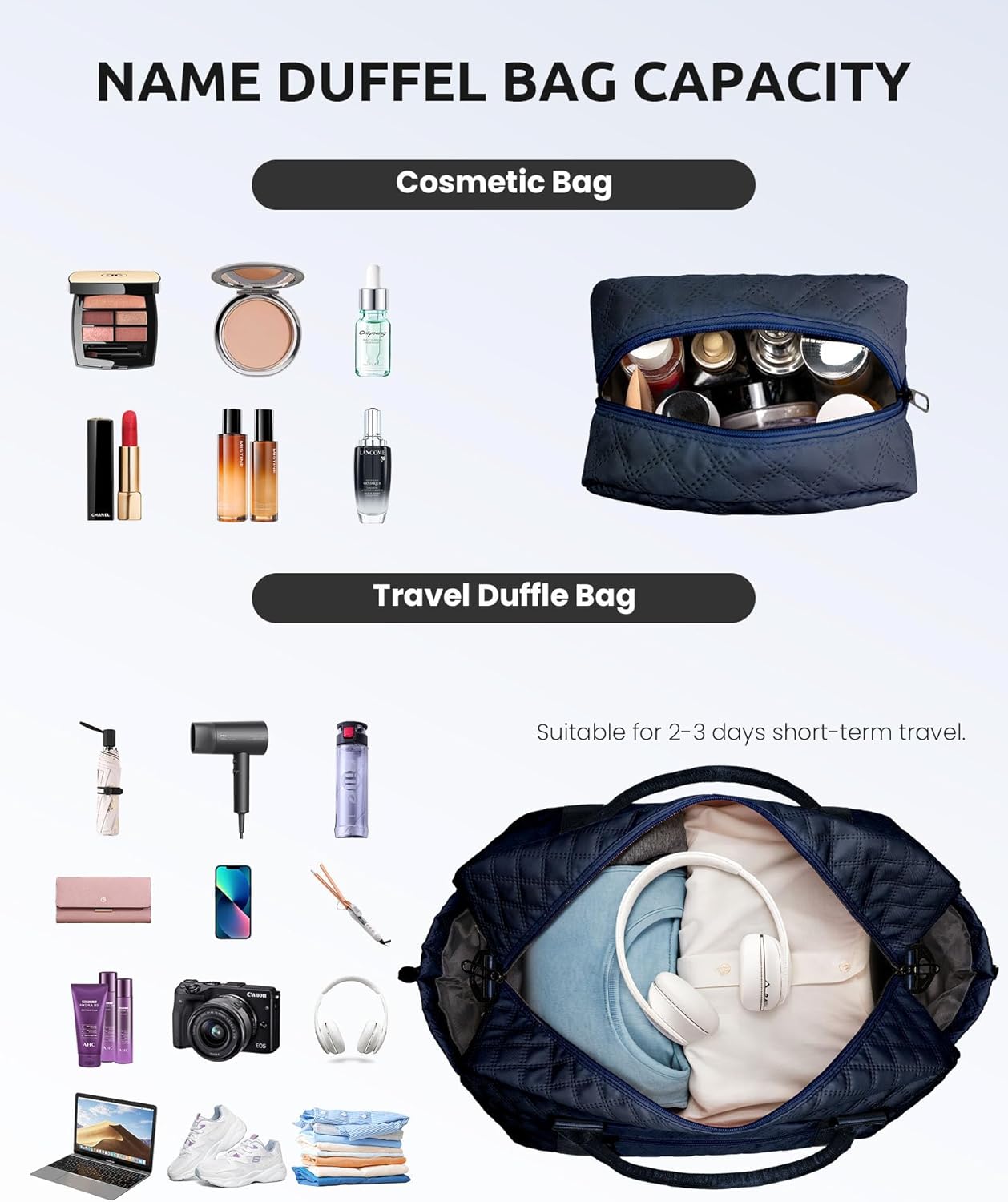 Birthday Gifts for 11 12 13 14 15 16 17 18 Year Old Girls-Initial Duffle Bag with Shoe Compartment, Personalized Weekender Bag, Monogram Overnight Bag, Travel Bag with Makeup Bag (Letter N)