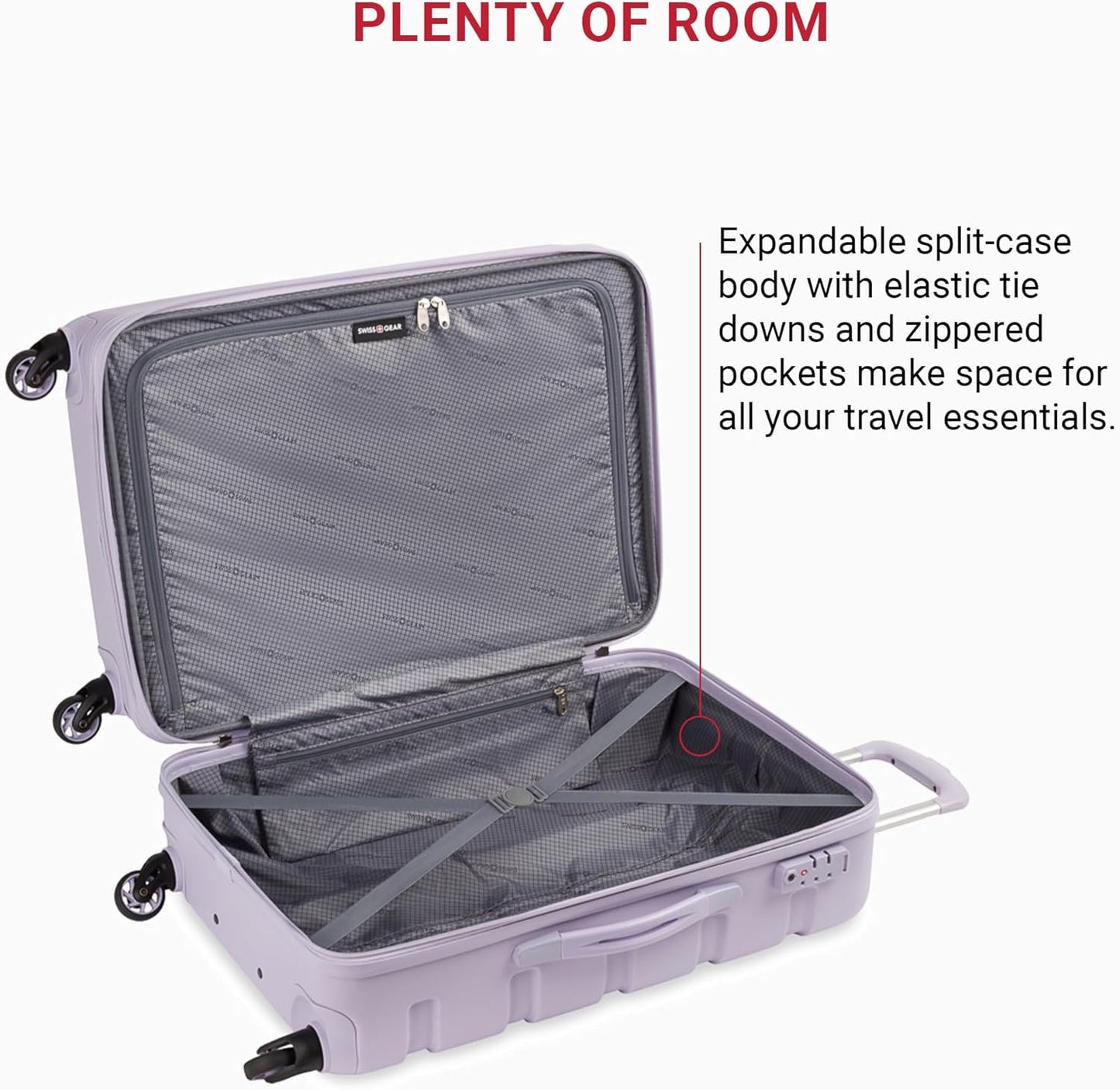 SwissGear 7366 Hardside Expandable Luggage with Spinner Wheels, Evening Haze, Checked-Medium 23-Inch