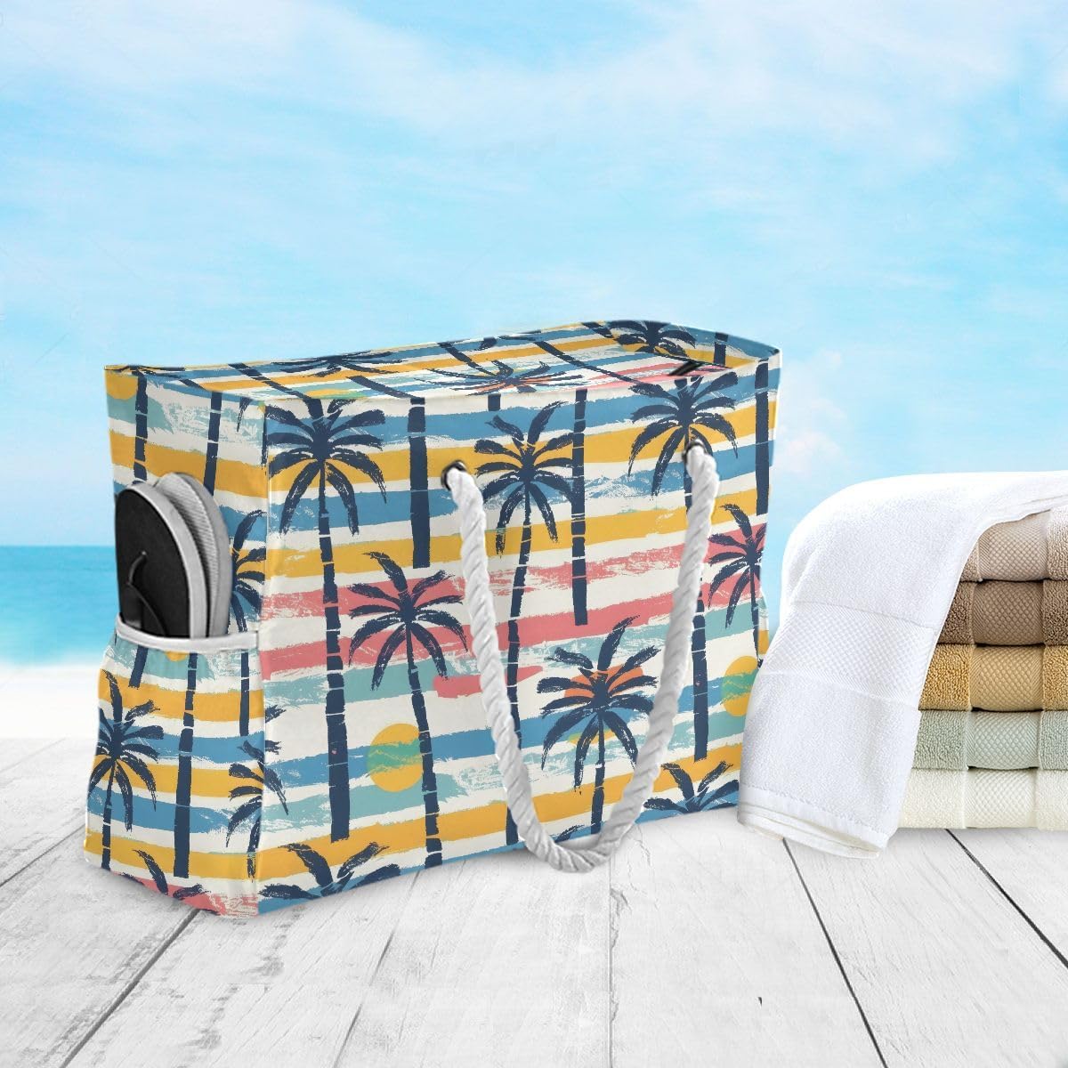 senya Large Beach Bags Totes Swim Canvas Tote Shoulder Bag Water Resistant Bags for Gym Travel Daily