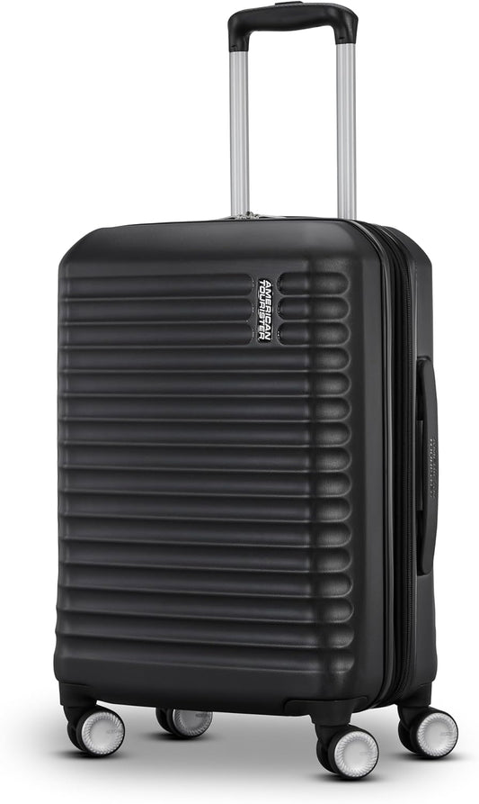 American Tourister Stratum 3.0 Carry-On Spinner, Airline Approved, Durable Hardside Luggage, Expands 1.5", RightHeight™ Adjustable Handle, Black