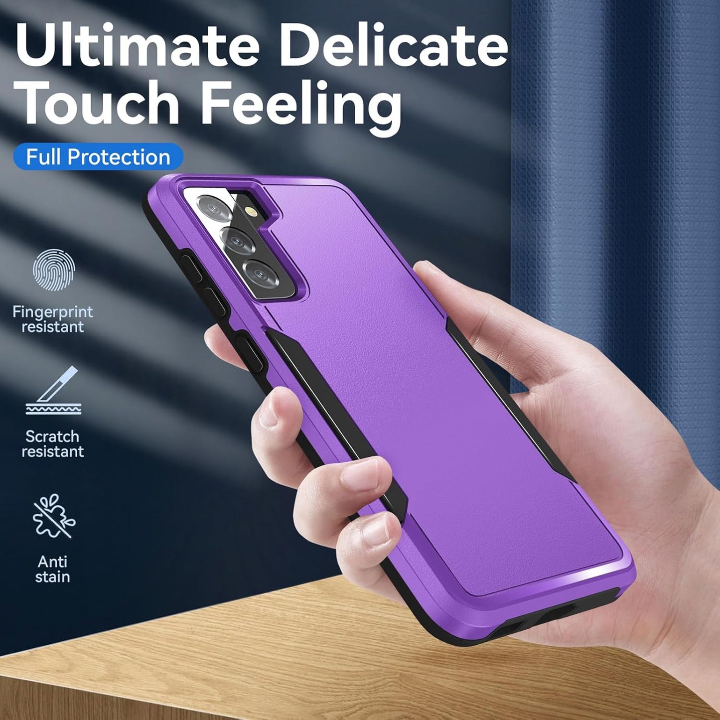 for Galaxy S21 Case with Screen Protection: Heavy Duty Protective Shockproof and Scratch Proof Cell Phone case for Samsung Galaxy S21-Purple