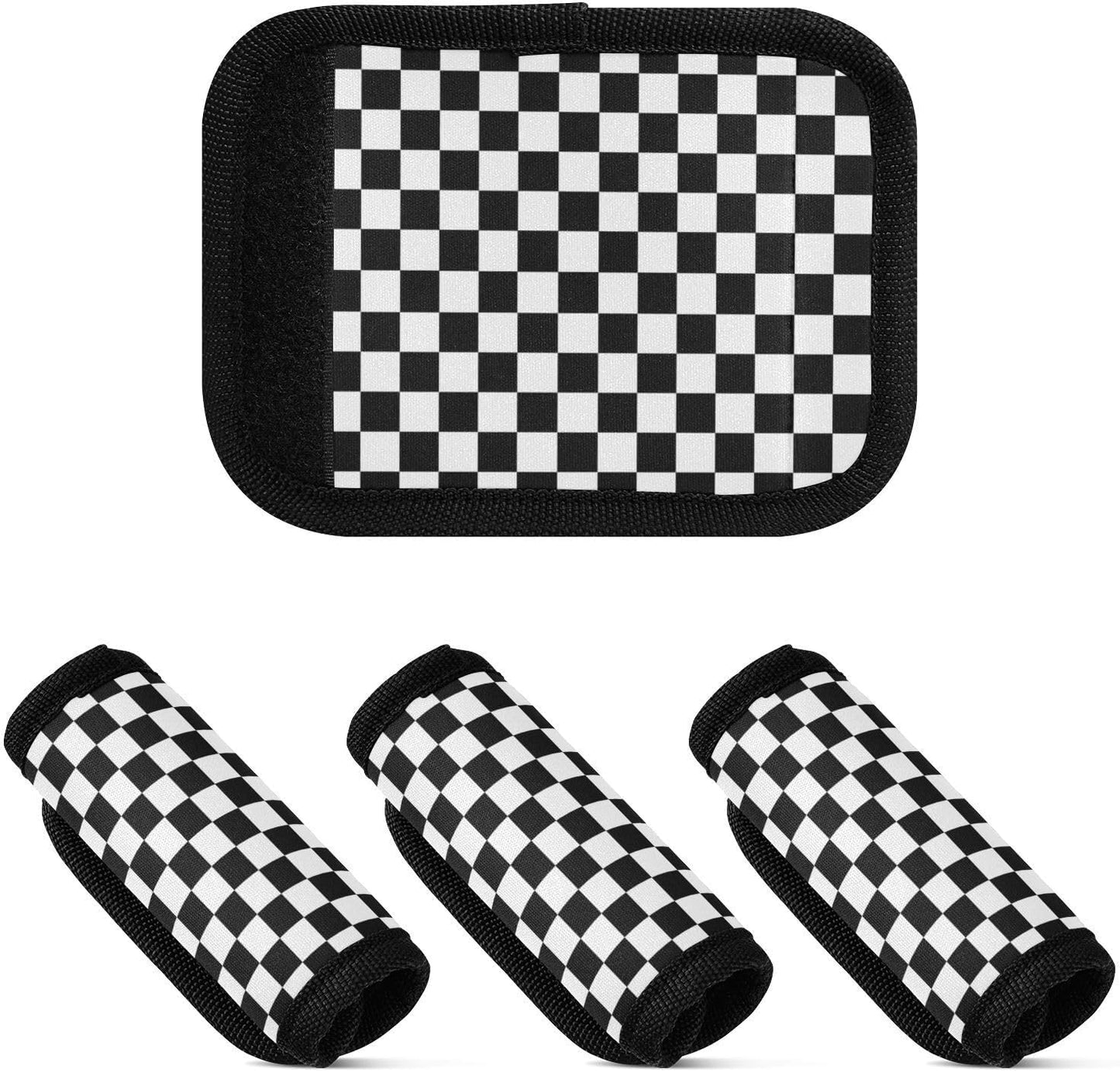 Racing Checkered Flag 2 Pack Luggage Handle Wrap for Suitcase Luggage Identifier Travel Tags Handle