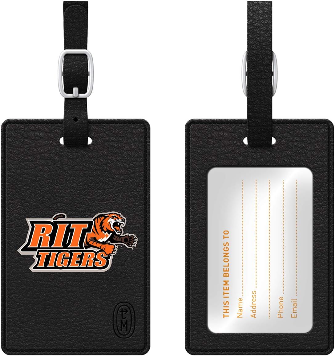 OTM Essentials Rochester Institute of Technology Faux Leather Luggage Tag, Durable Travel Accessories with Adjustable Strap and ID Card, Classic
