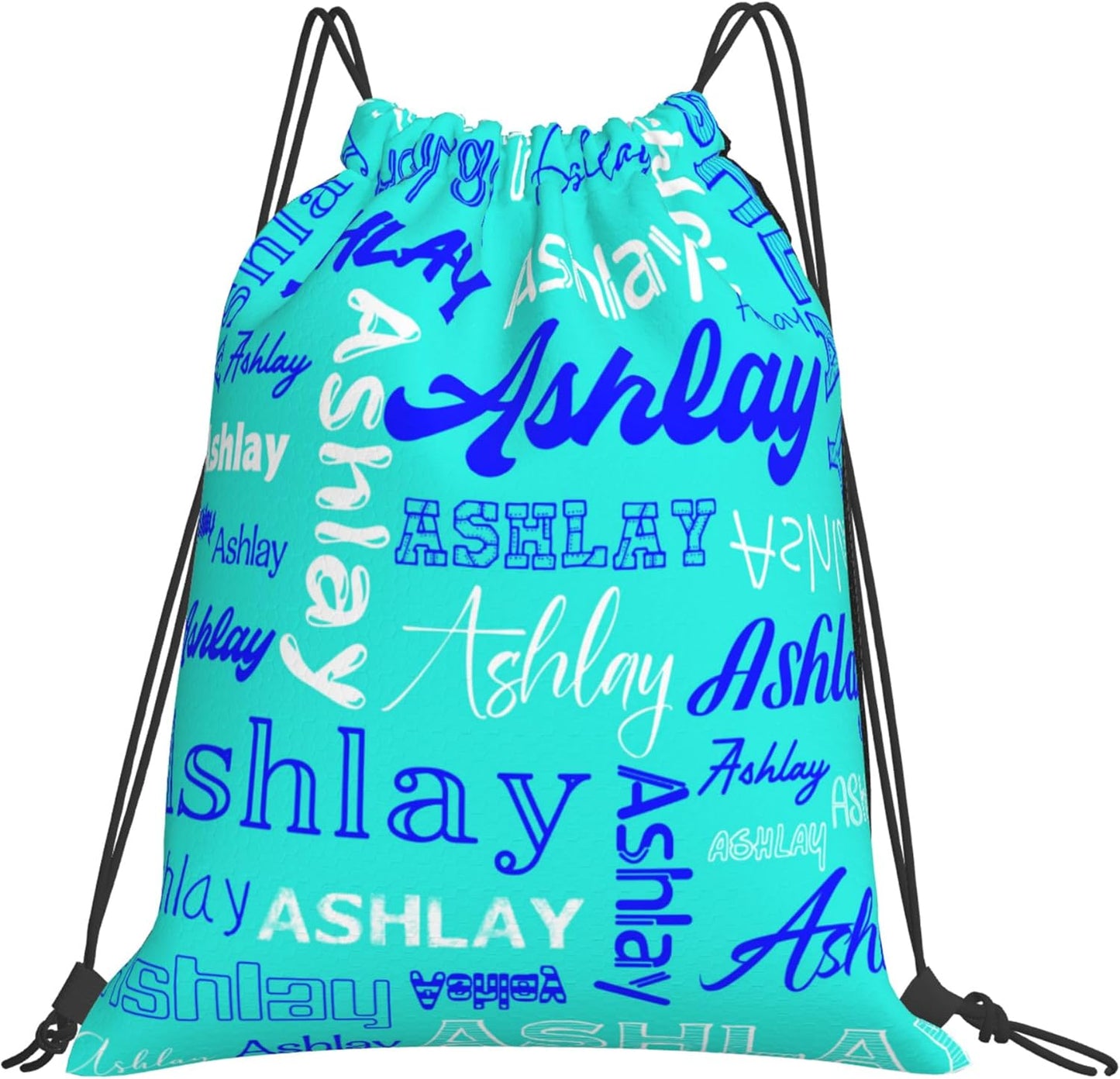 Personalized Drawstring Bag with Your Name Drawstring Backpack for Men Women Small Gym Beach Shopping Sport Yoga Bag (Custom Name-1)