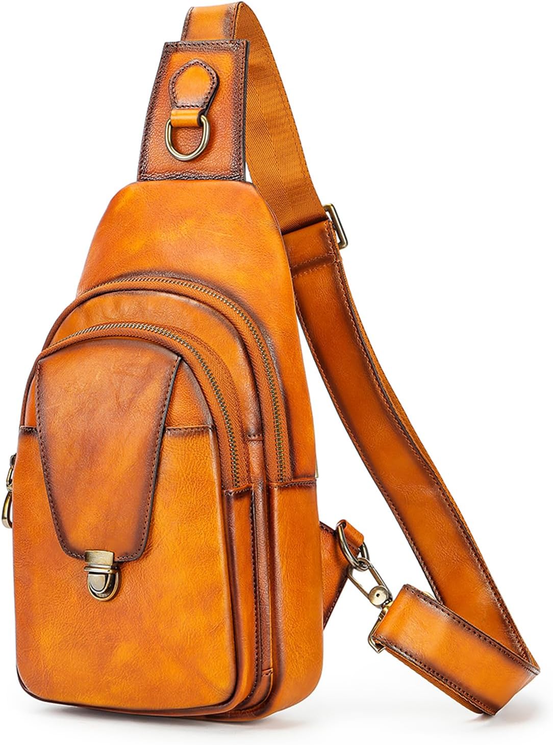Genuine Leather Sling Bag for Men Women Backpack Chest Shoulder Satchel Crossbody Bags Casual