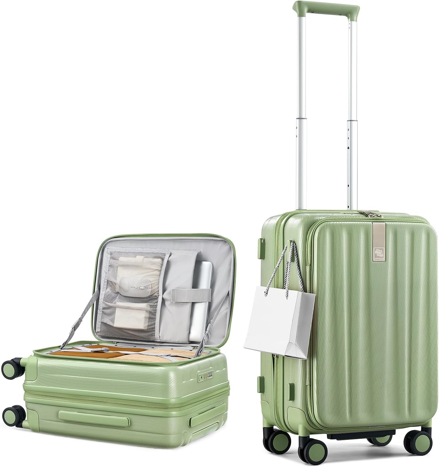 Hanke 20 Inch Expandable Carry On Luggage Airline Approved Top Opening Hard Shell Suitcases with