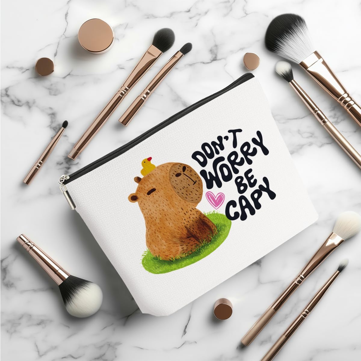 Funny Capybara Makeup Bag, Capybara Gifts for Women, Capybara Lovers Cosmetic Bag Travel Organizer Bags Makeup Pouch, Capybara Stuff Animal Lovers Gifts for Girls Sister Christmas birthday Gifts