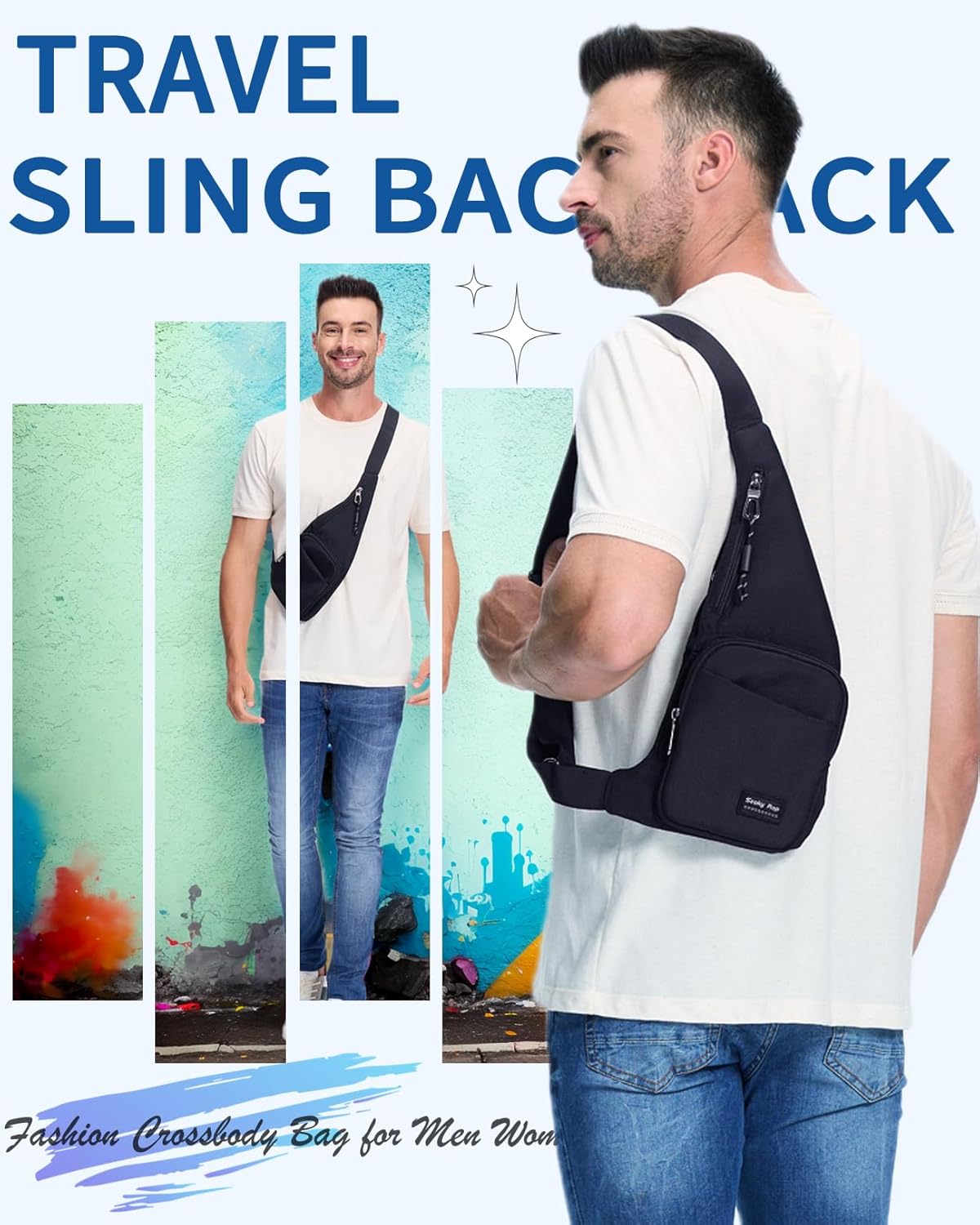 Seoky Rop Sling Bag for Men Women Slim Personal Purse Pocket Small Anti-Thief Crossbody Chest Bag