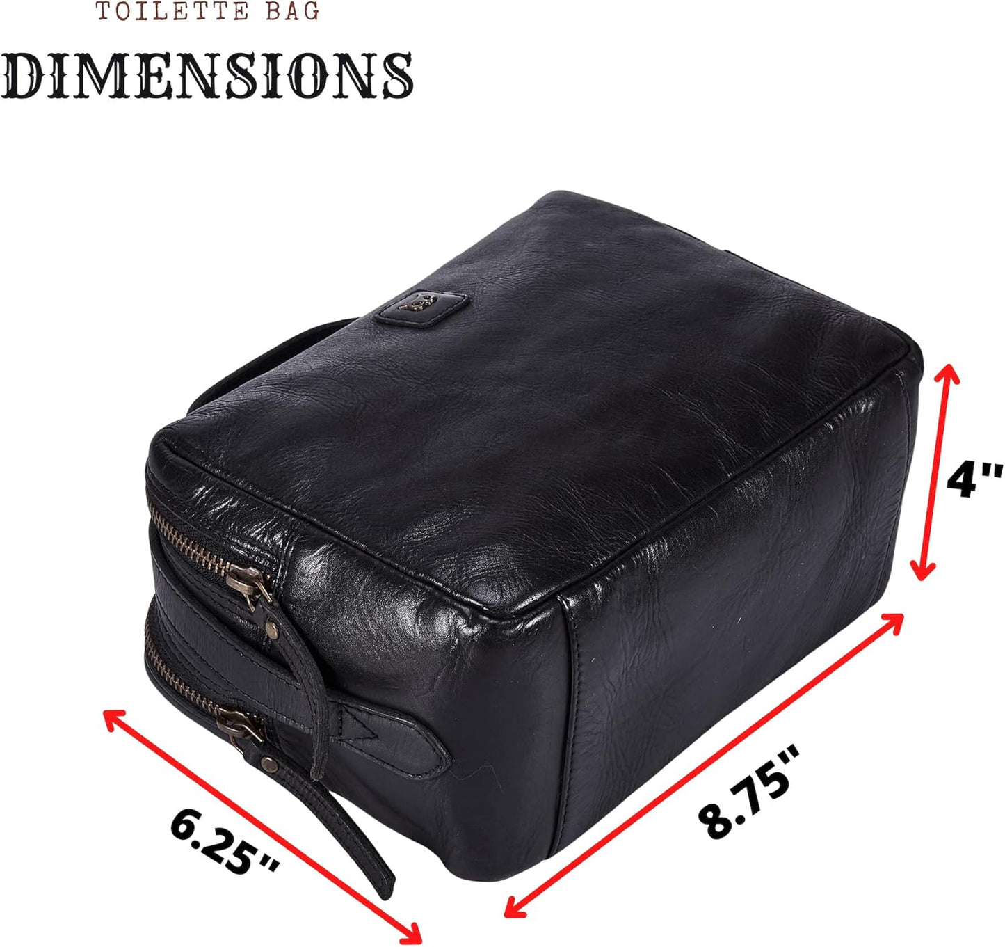 Real Leather Toiletry Bag Dopp Kit for Men Women Travel Shaving Pouch Organiser Double Compartment Cosmetic