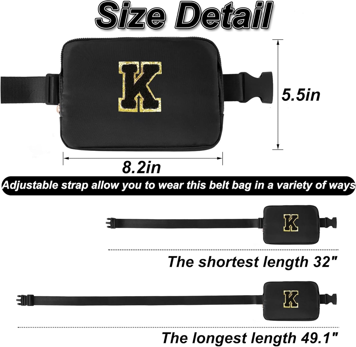 Fathers Gifts from Son Personalized - Dad Gifts for Fathers,Fathers Gifts for Dad Him,Initial Cross Body Bags Belt Bag | Black,K