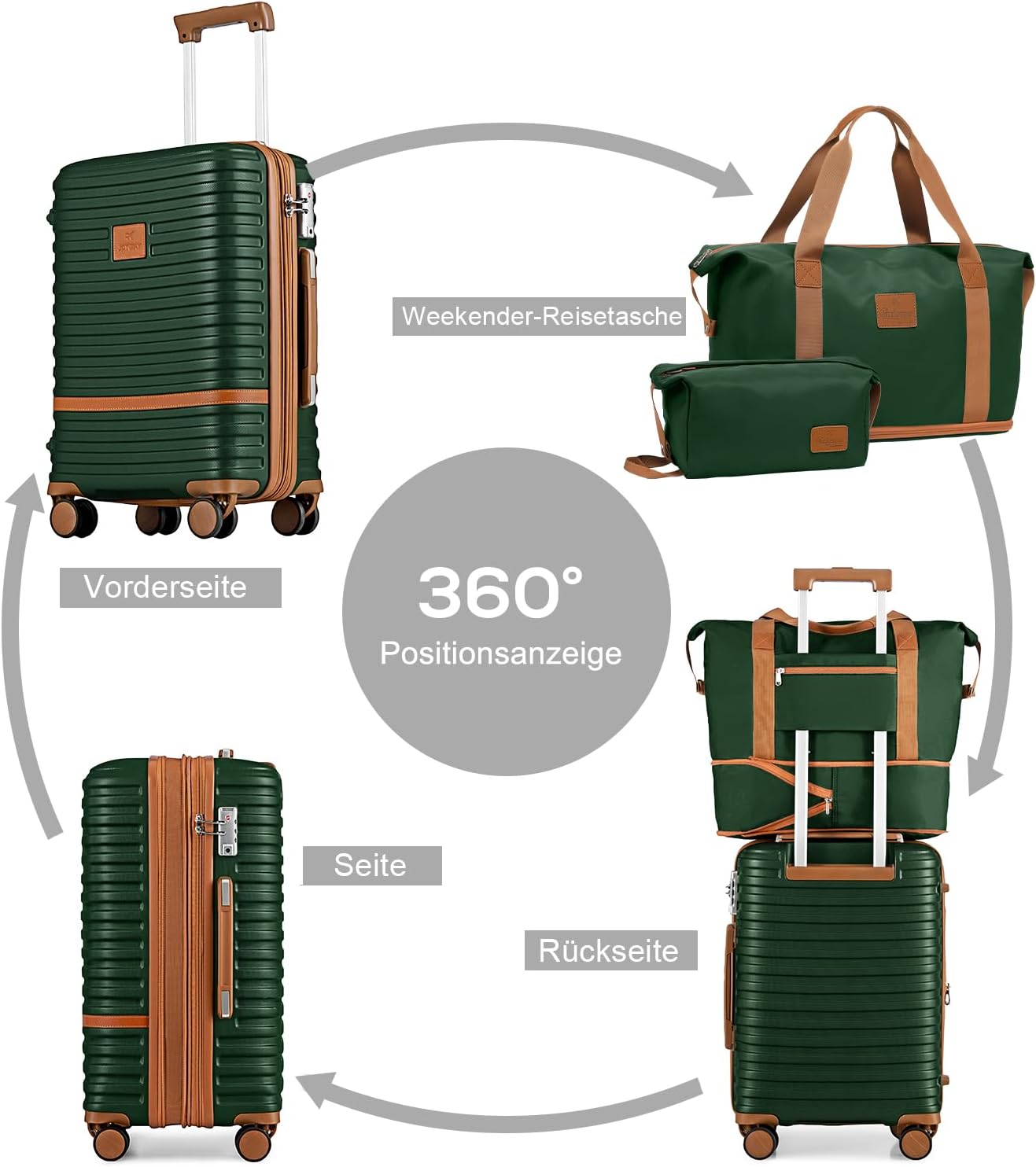 Joyway 28 Inch Large Luggage Hardside Suitcase with Spinner Wheel, Lightweight 3 Piece Suitcase Set with TSA Lock(Green)