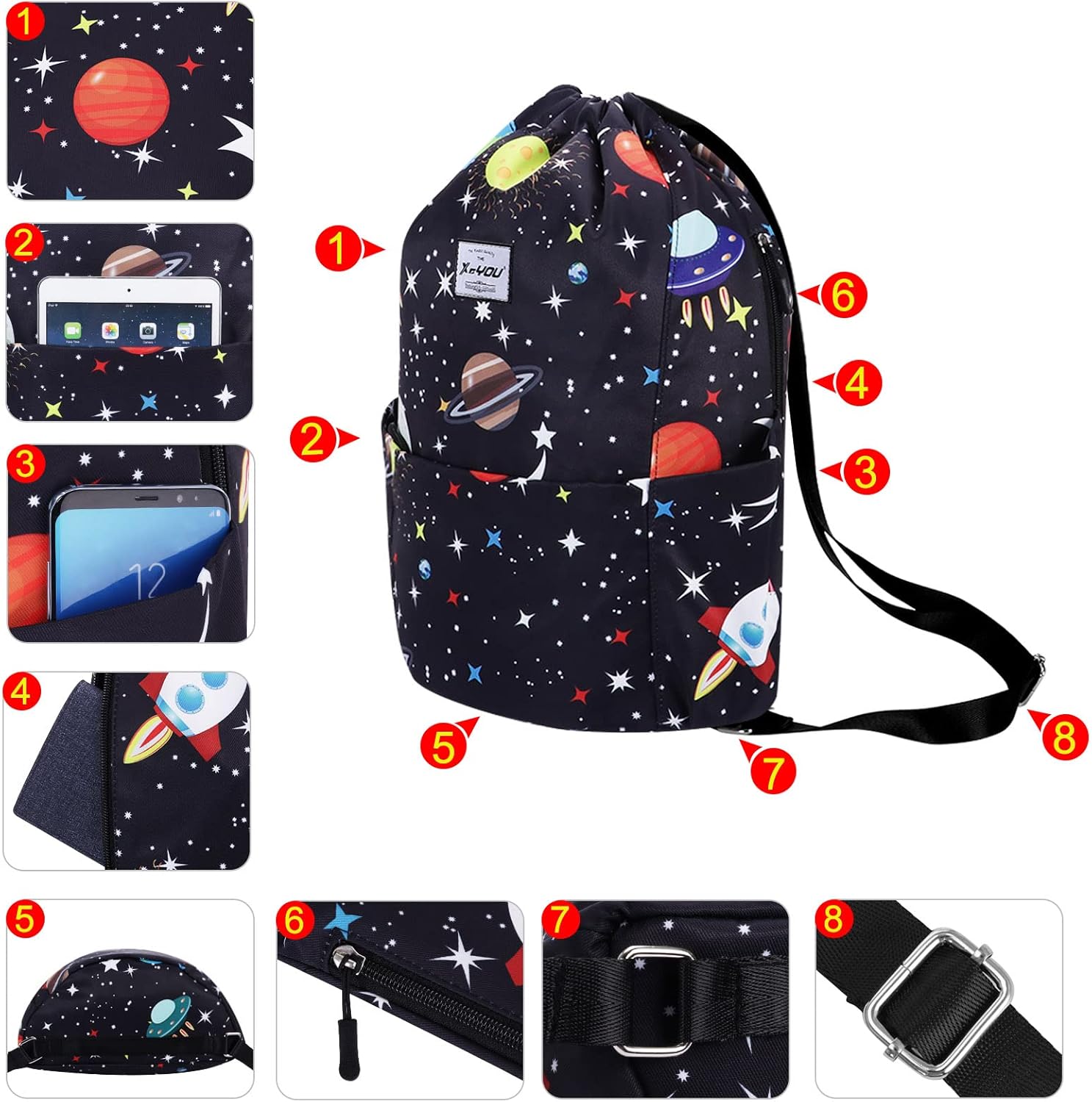 XEYOU Drawstring Sports Backpack Lightweight Gym Yoga Sackpack Shoulder Rucksack Casual Outdoor