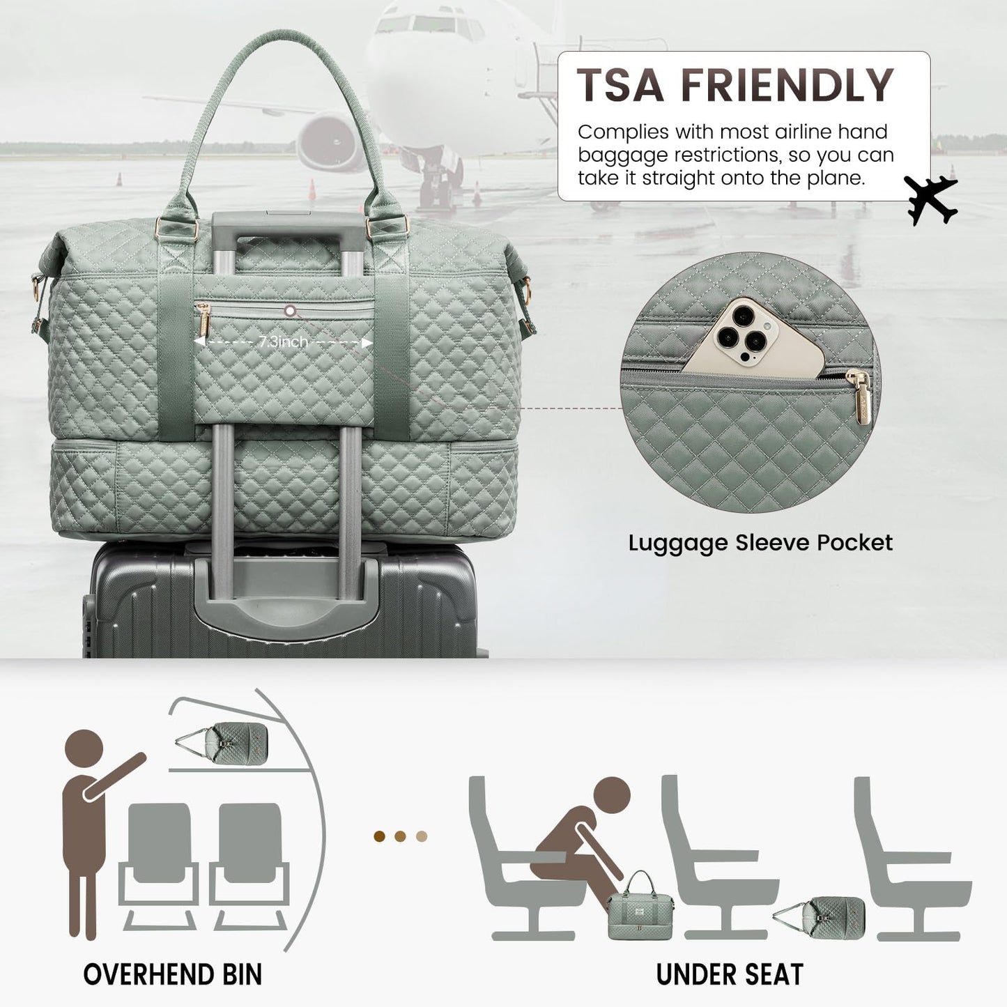 LOVEVOOK Travel Duffle Bag,Weekender Bags for Women with Shoe Compartment，Carry on Overnight Bag