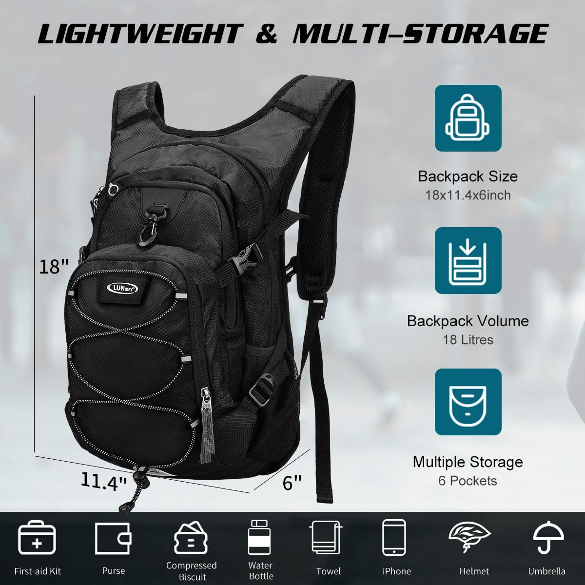 Hydration Backpack with 3L Water Bladder, Insulated Running Hydration Pack Hydropack, Lightweight Water Backpack for Hiking Cycling Camping Biking for Men Women